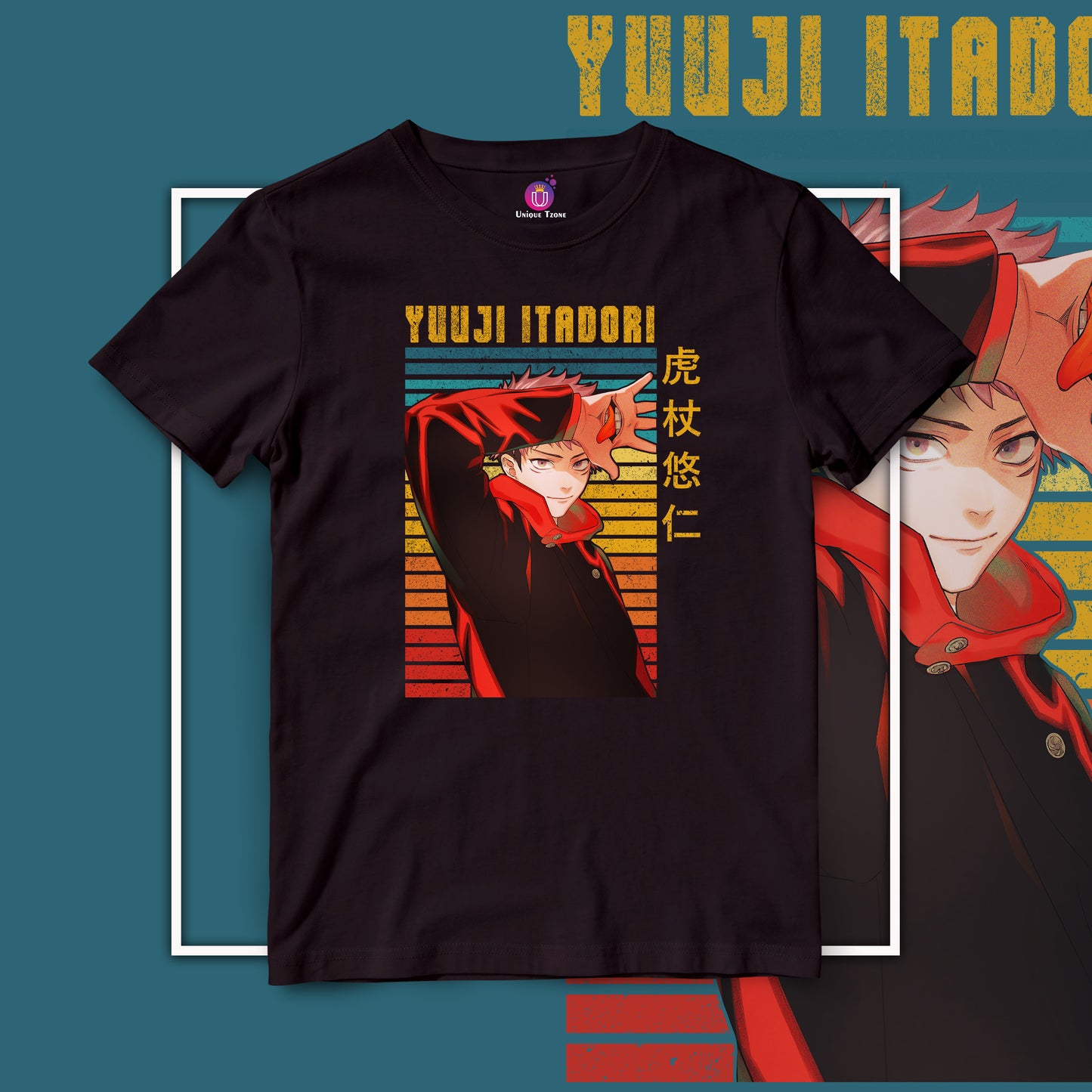 Itadori Yuuji Anime Graphics Half Sleeve Unisex Round Neck Anime Tshirt