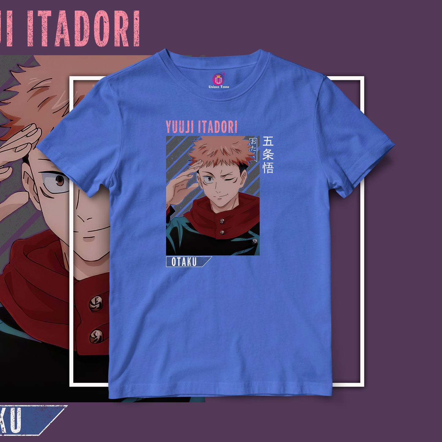 Yuuji Itadori Round Neck Half Sleeve Unisex Anime Graphics Tshirt