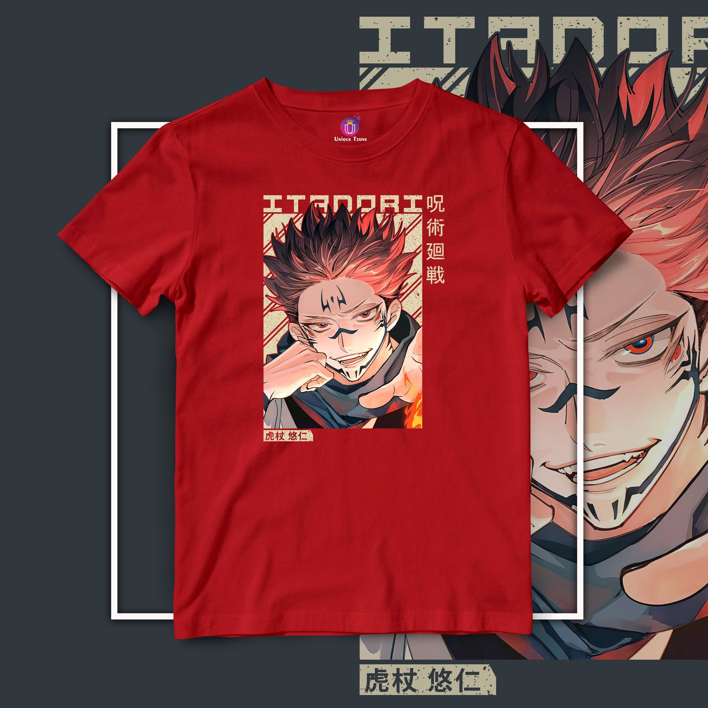 Sukuna Ryomen Anime Graphics Half Sleeve Round Neck Unisex Cotton Tshirt