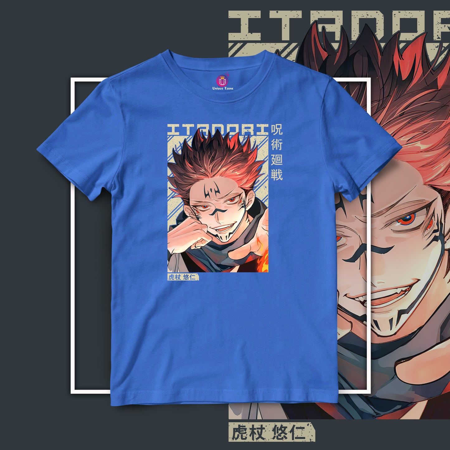 Sukuna Ryomen Anime Graphics Half Sleeve Round Neck Unisex Cotton Tshirt