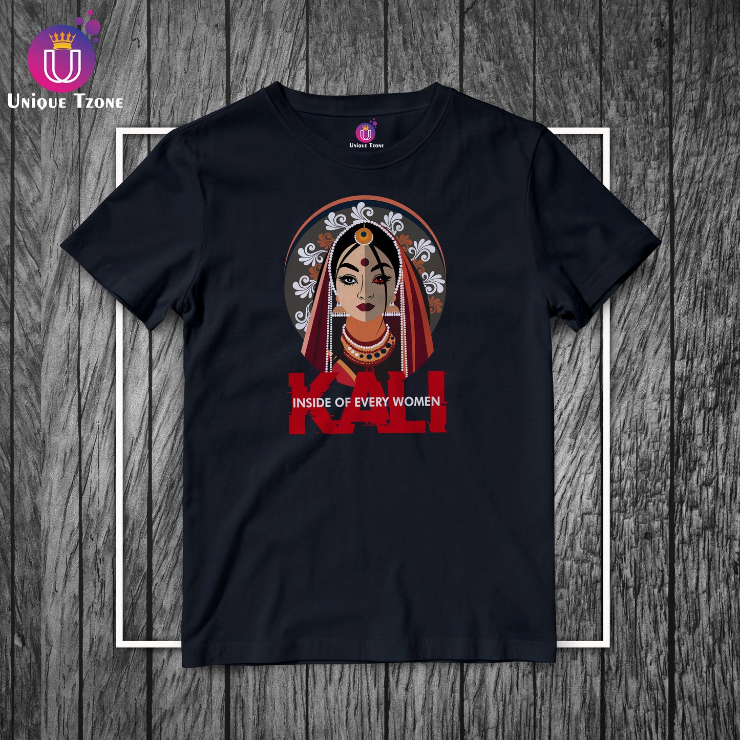 Maa Kali Inside Of Every Women Round Neck Half Sleeve Cotton Tshirt