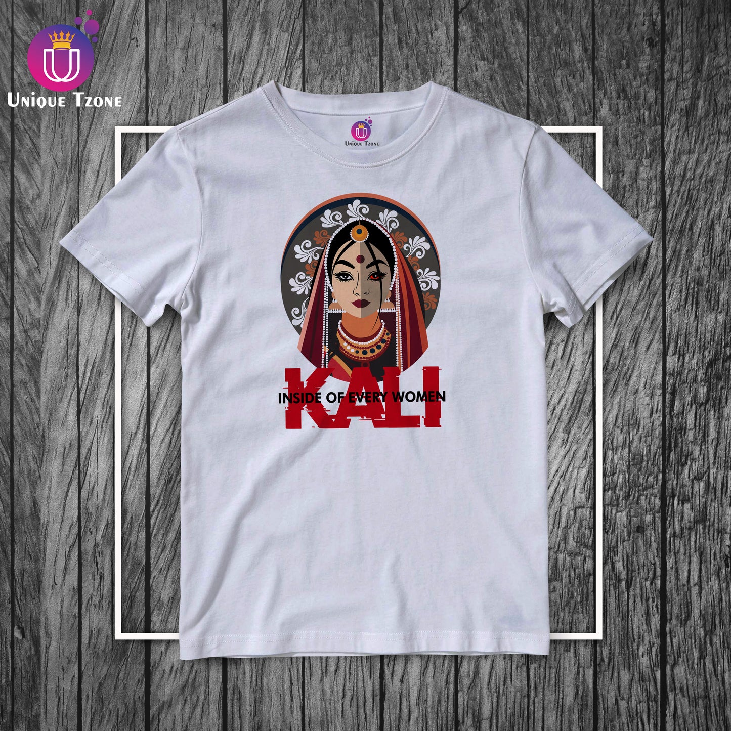 Maa Kali Inside Of Every Women Round Neck Half Sleeve Cotton Tshirt