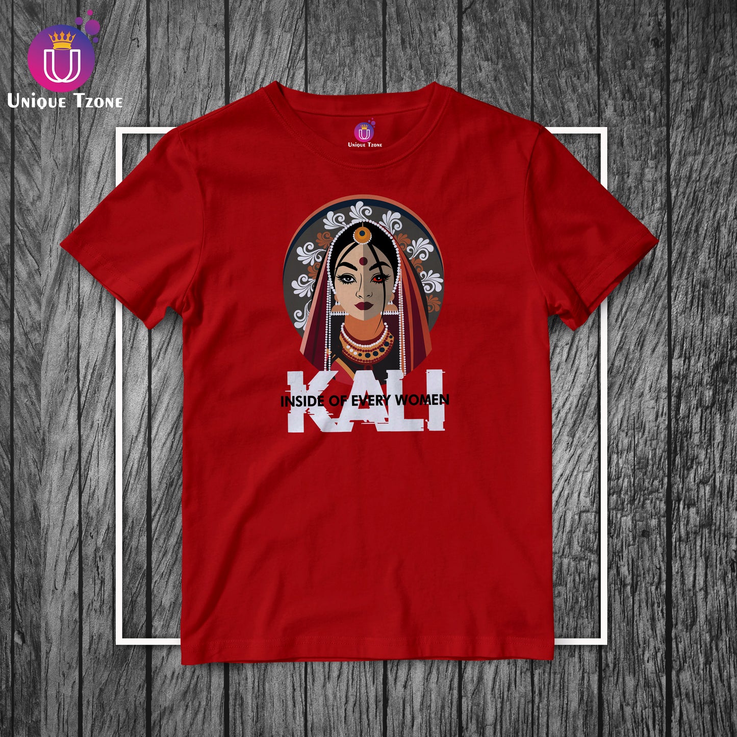 Maa Kali Inside Of Every Women Round Neck Half Sleeve Cotton Tshirt
