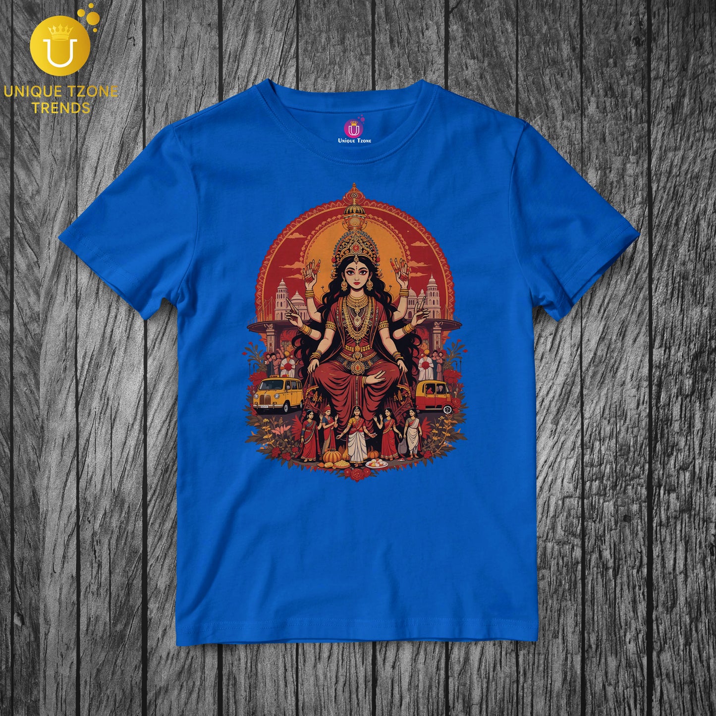 Kolkatar Maa Durga Half Sleeve Round Neck Unisex Pure Cotton Tshirt