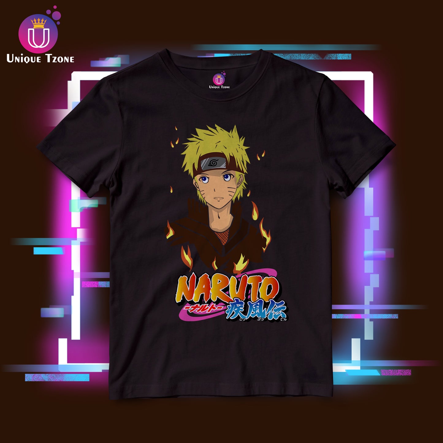 Uzumaki Naruto Anime Graphics Round Neck Half Sleeve Unisex Cotton Tshirt