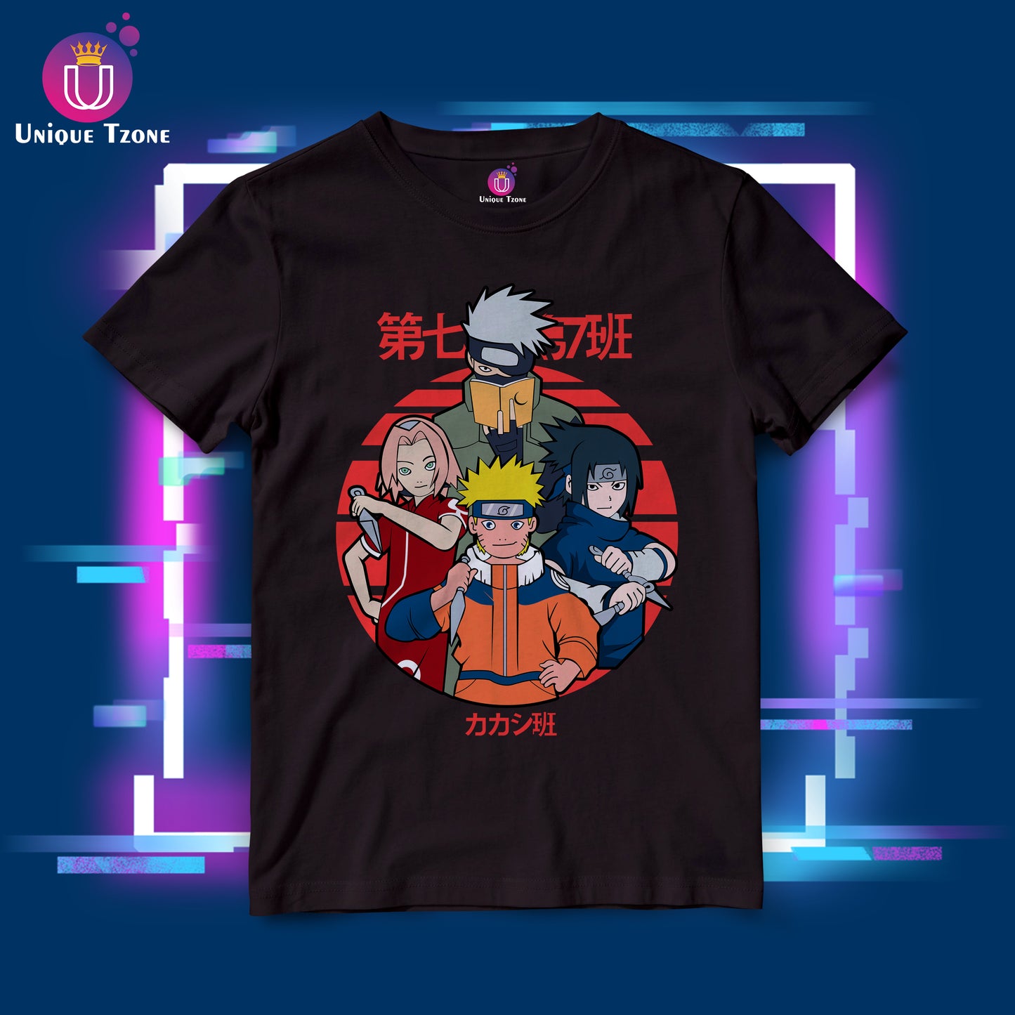Akagi Gang Naruto Anime Round Neck Half Sleeve Unisex Cotton Tshirt