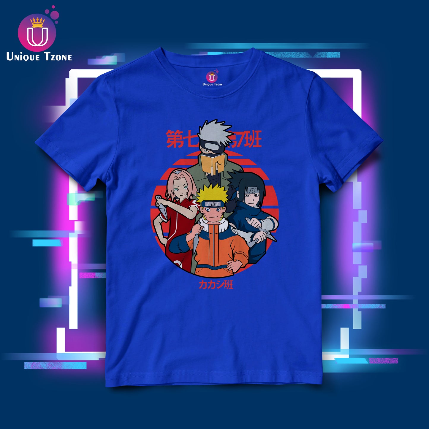 Akagi Gang Naruto Anime Round Neck Half Sleeve Unisex Cotton Tshirt