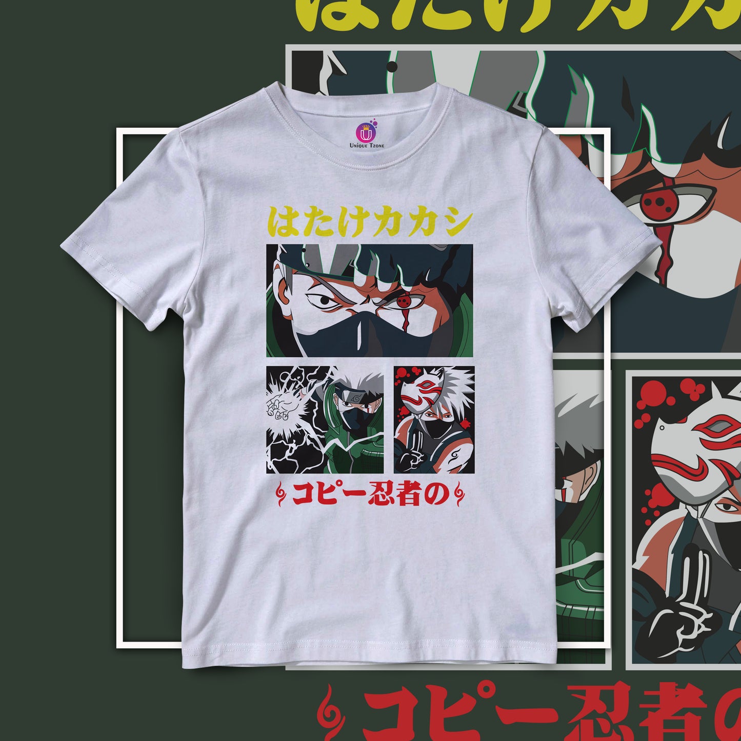Kakashi Hatake Power Naruto Anime Graphics Half Sleeve Unisex Anime Tshirt