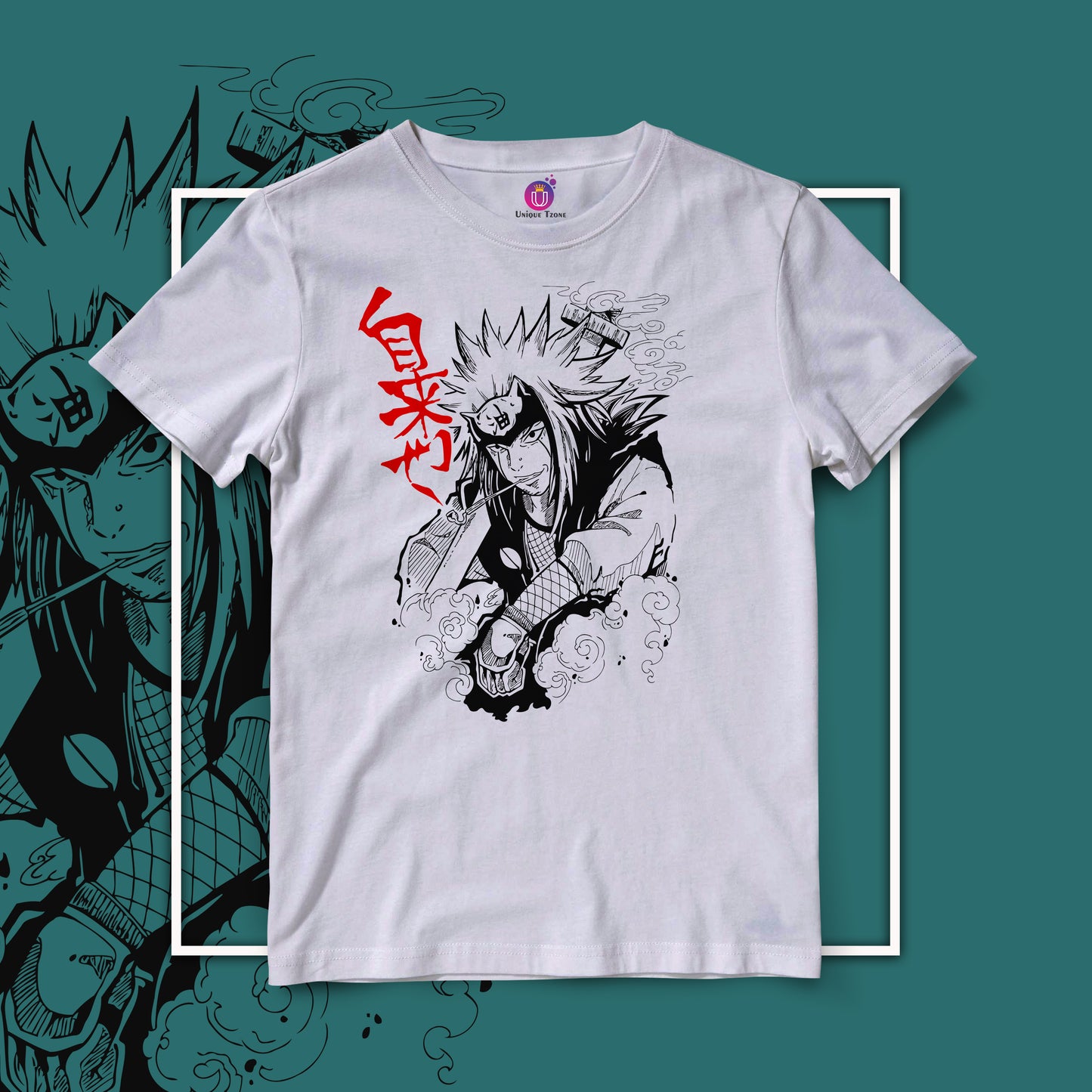 Jiraiya Anime Graphics Round Neck Half Sleeve Unisex Cotton Tshirt