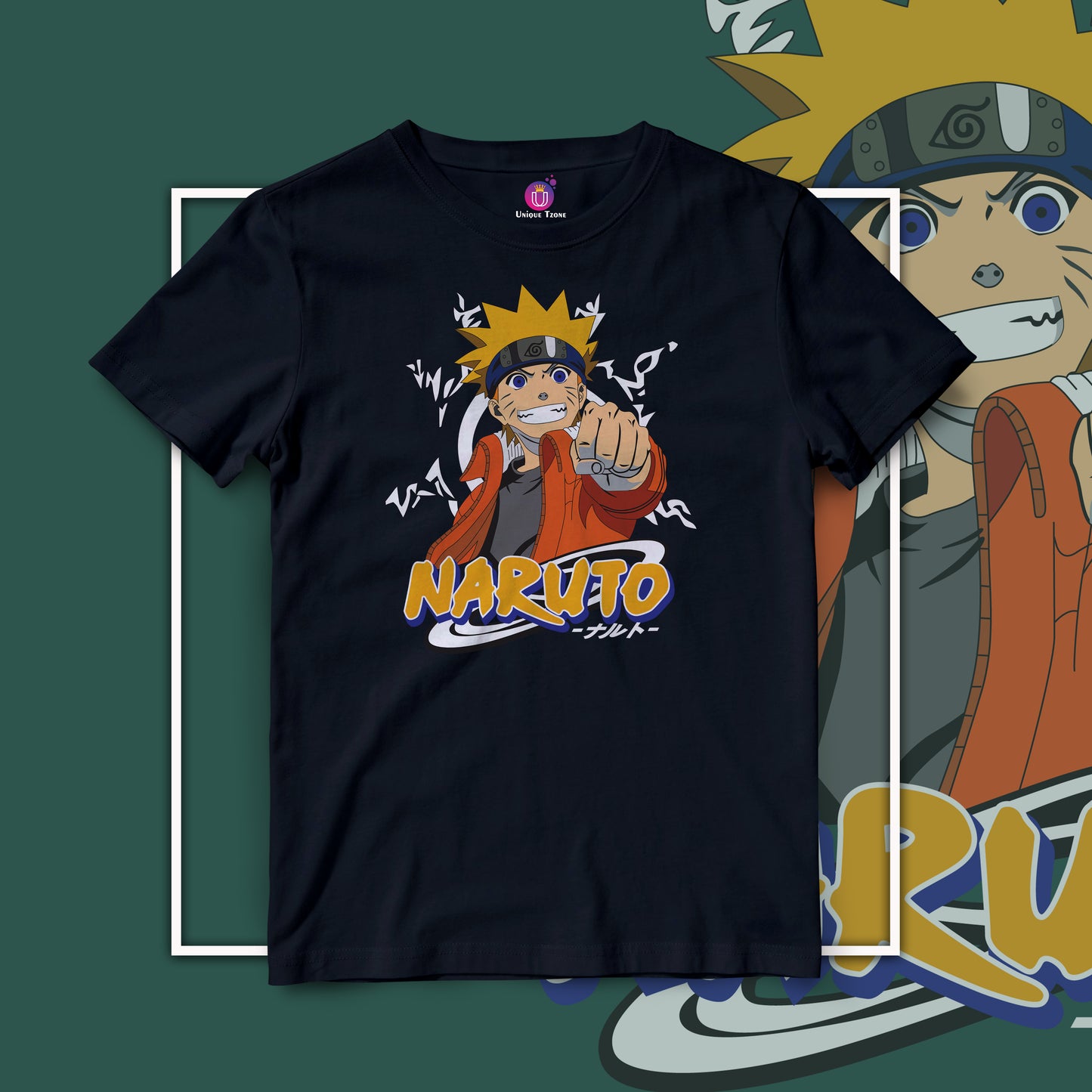 Uzumaki Naruto Anime Graphics Round Neck Half Sleeve Unisex Cotton Tshirt