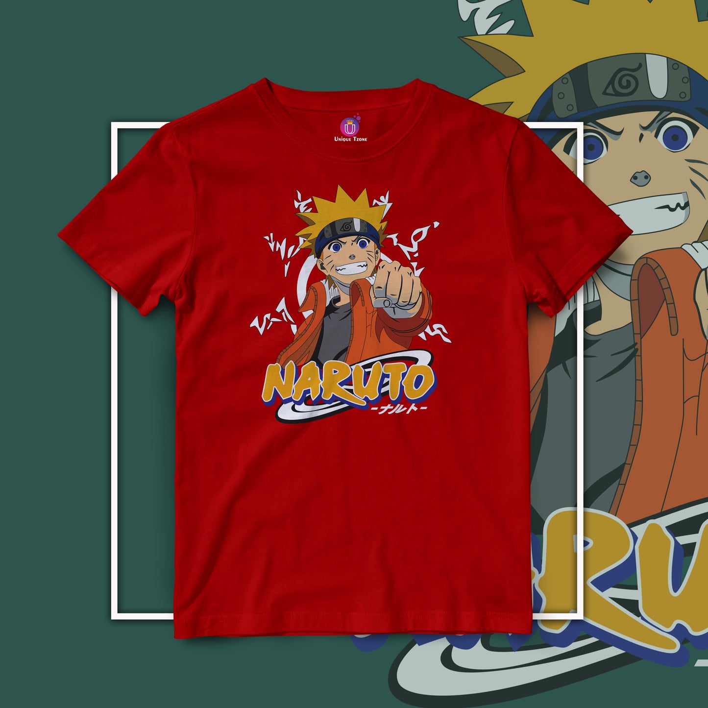 Uzumaki Naruto Anime Graphics Round Neck Half Sleeve Unisex Cotton Tshirt