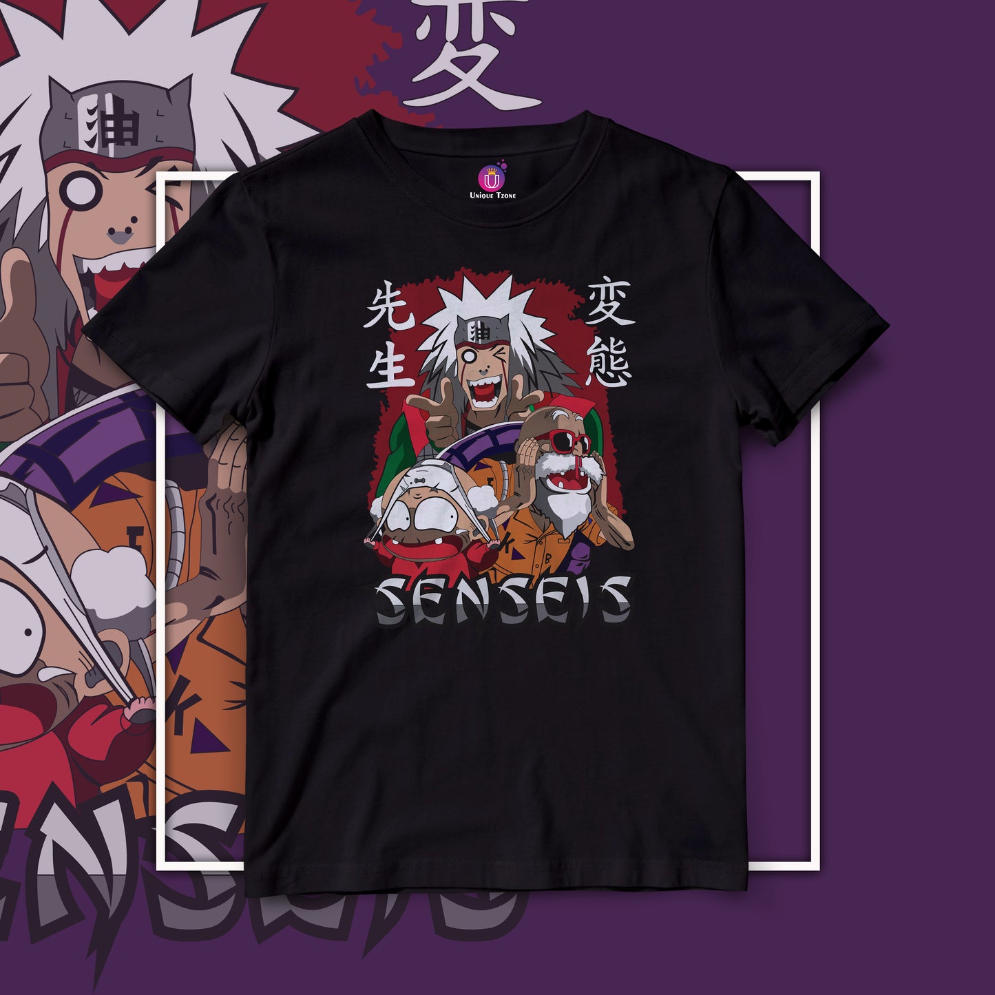 Senseis Naruto Funny Anime Graphics Round Neck Half Sleeve Unisex Cotton Tshirt