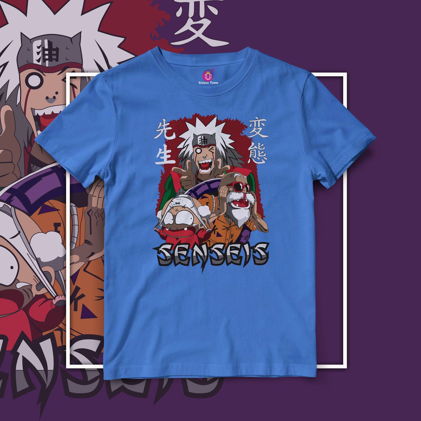 Senseis Naruto Funny Anime Graphics Round Neck Half Sleeve Unisex Cotton Tshirt