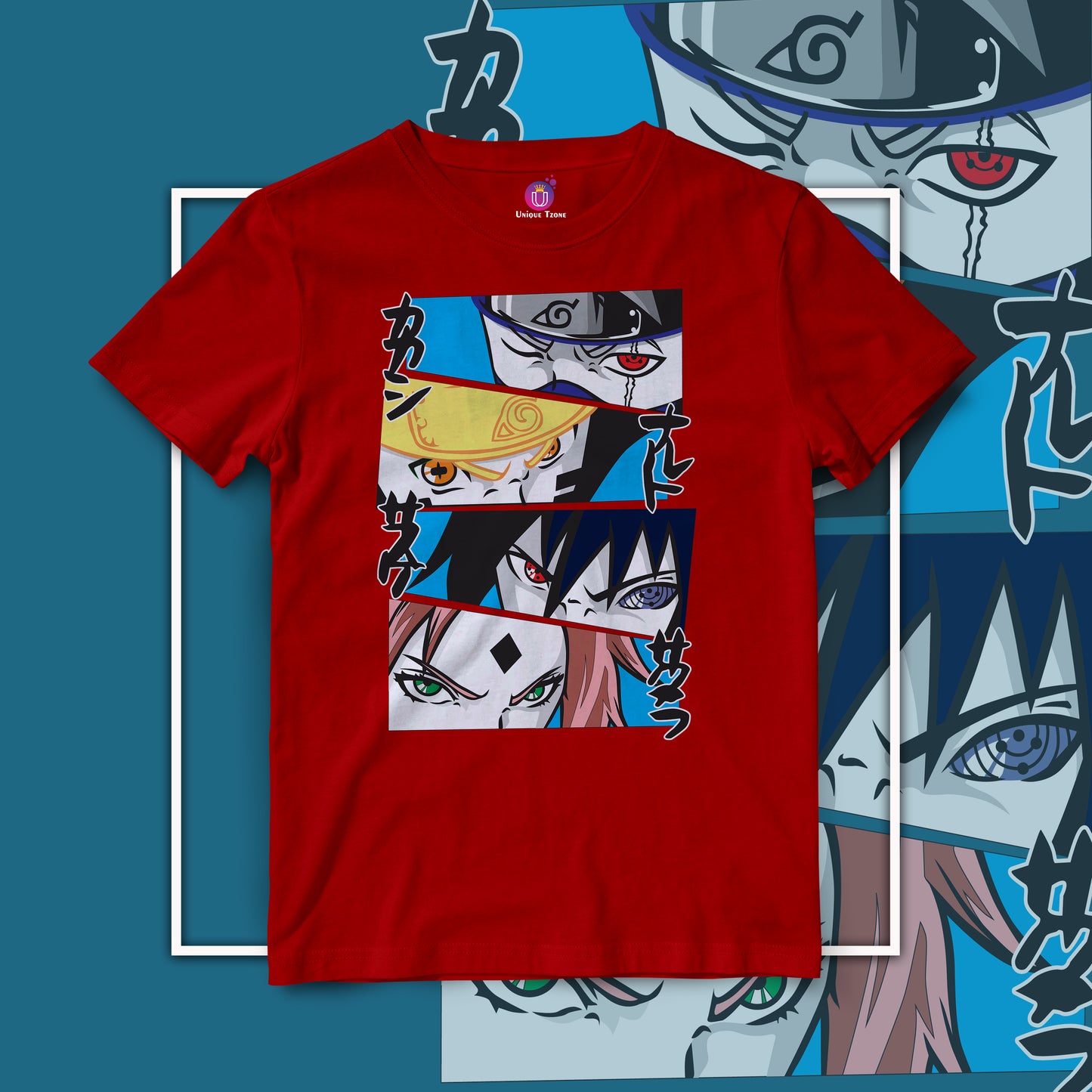 Anime Naruto Graphics Half Sleeve Unisex Round Neck Cotton Tshirt