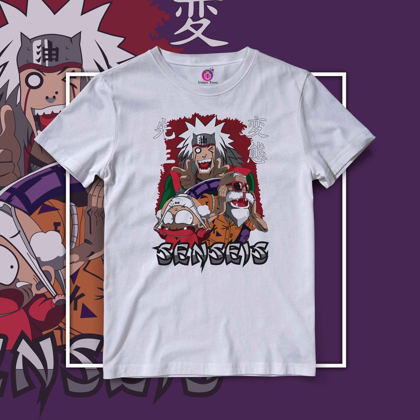 Senseis Naruto Funny Anime Graphics Round Neck Half Sleeve Unisex Cotton Tshirt