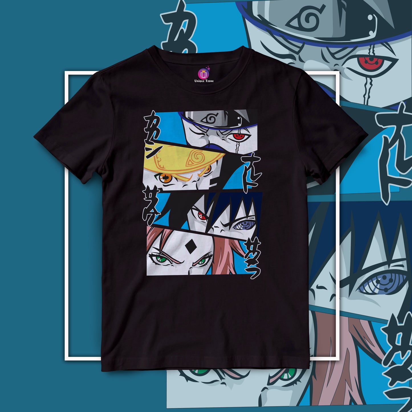 Anime Naruto Graphics Half Sleeve Unisex Round Neck Cotton Tshirt