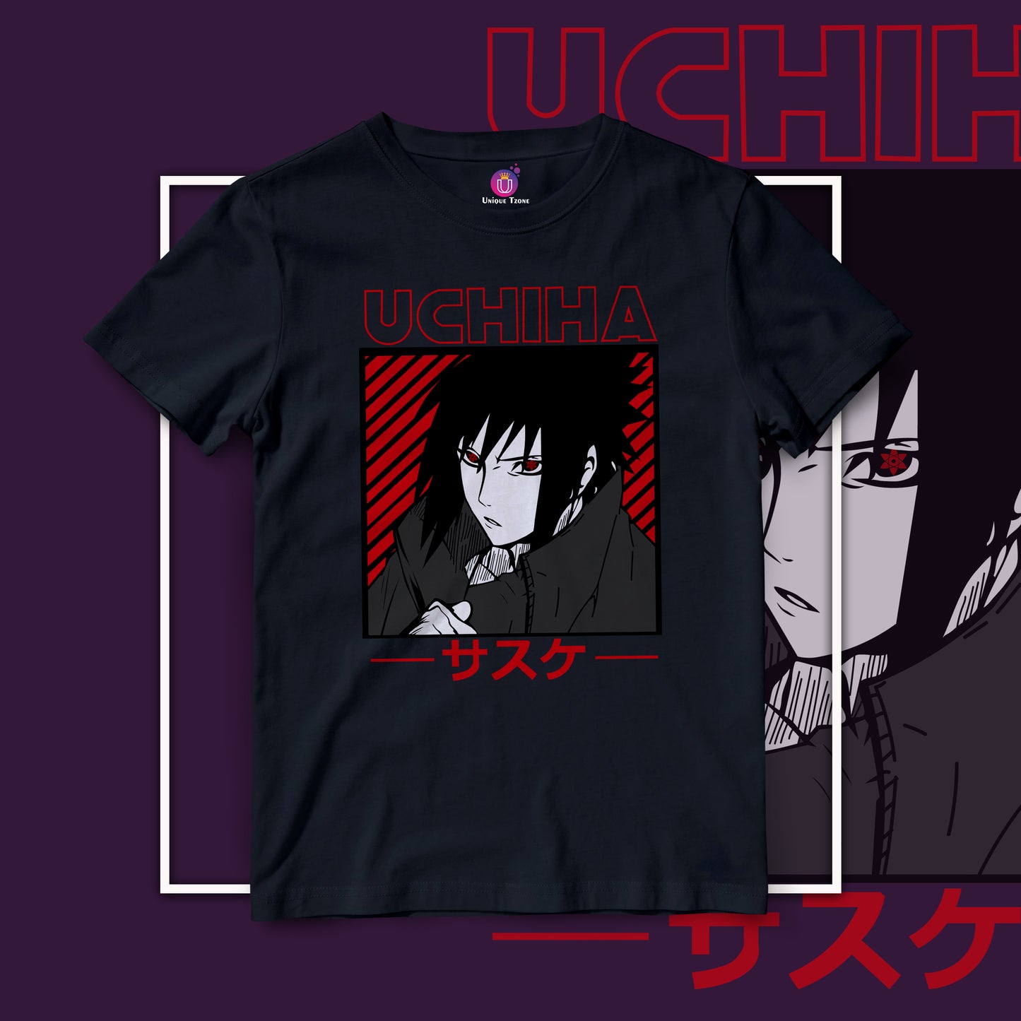 Uchiha Anime Graphics Naruto Half Sleeve Unisex Cotton Tshirt