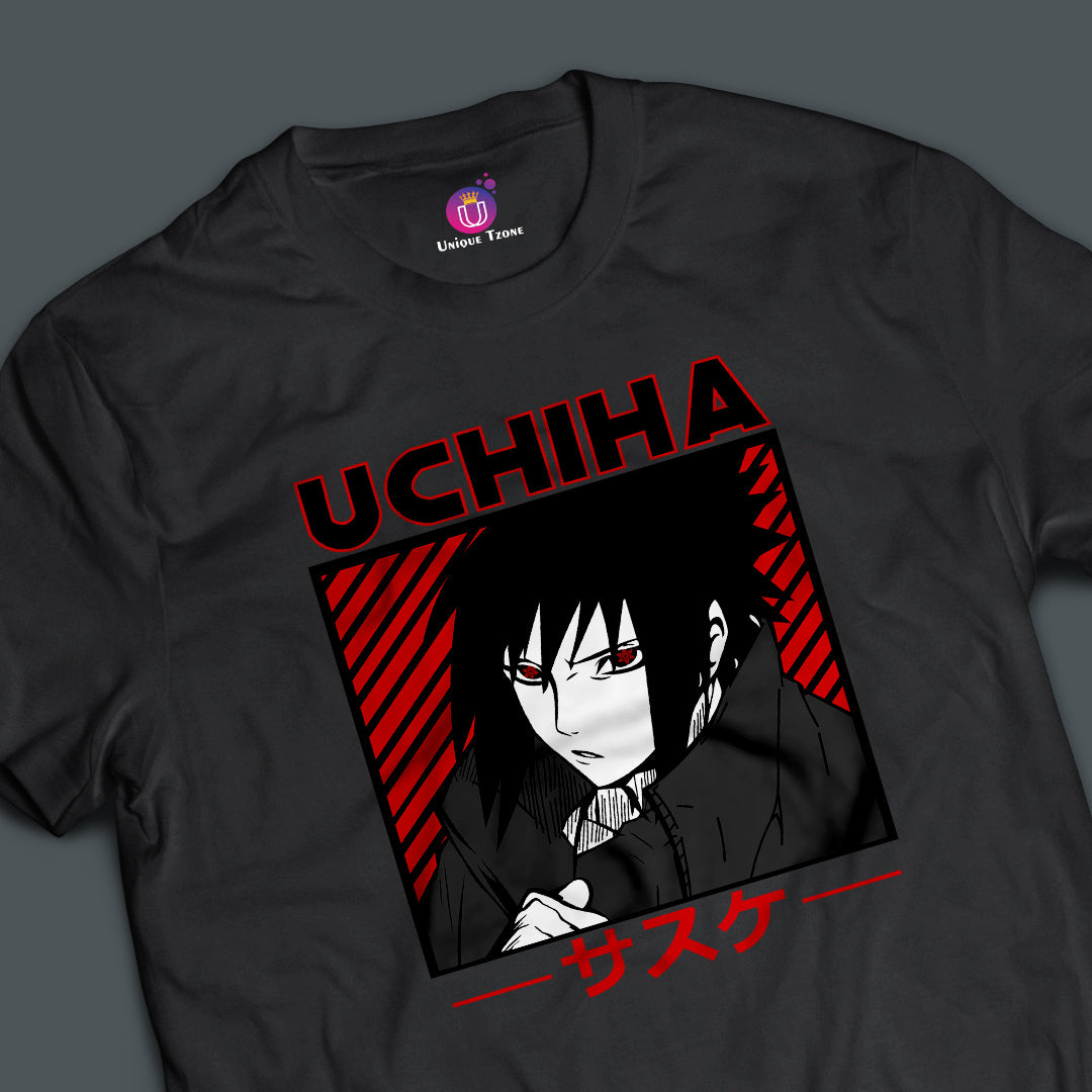 Uchiha Anime Graphics Naruto Half Sleeve Unisex Cotton Tshirt
