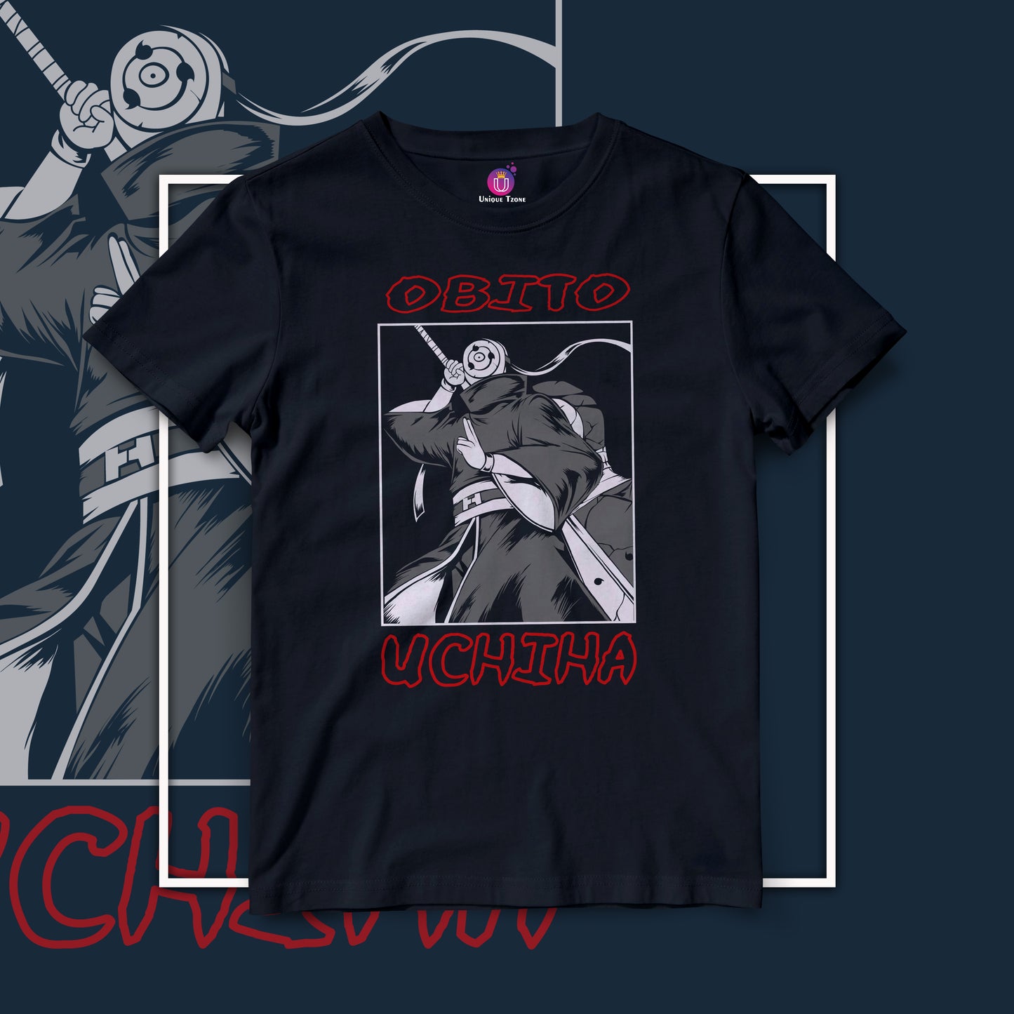 Obito Uchiha Anime Graphics Half Sleeve Unisex Round Neck Cotton Tshirt