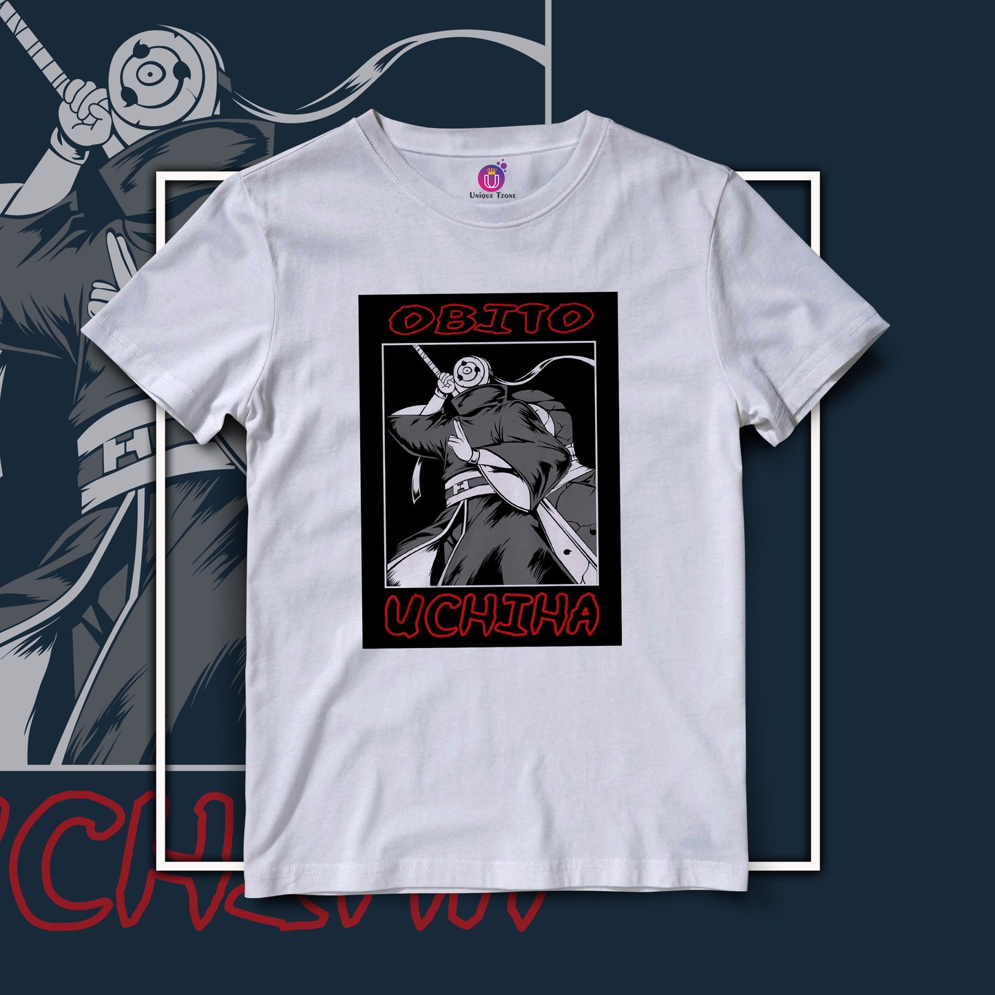 Obito Uchiha Anime Graphics Half Sleeve Unisex Round Neck Cotton Tshirt