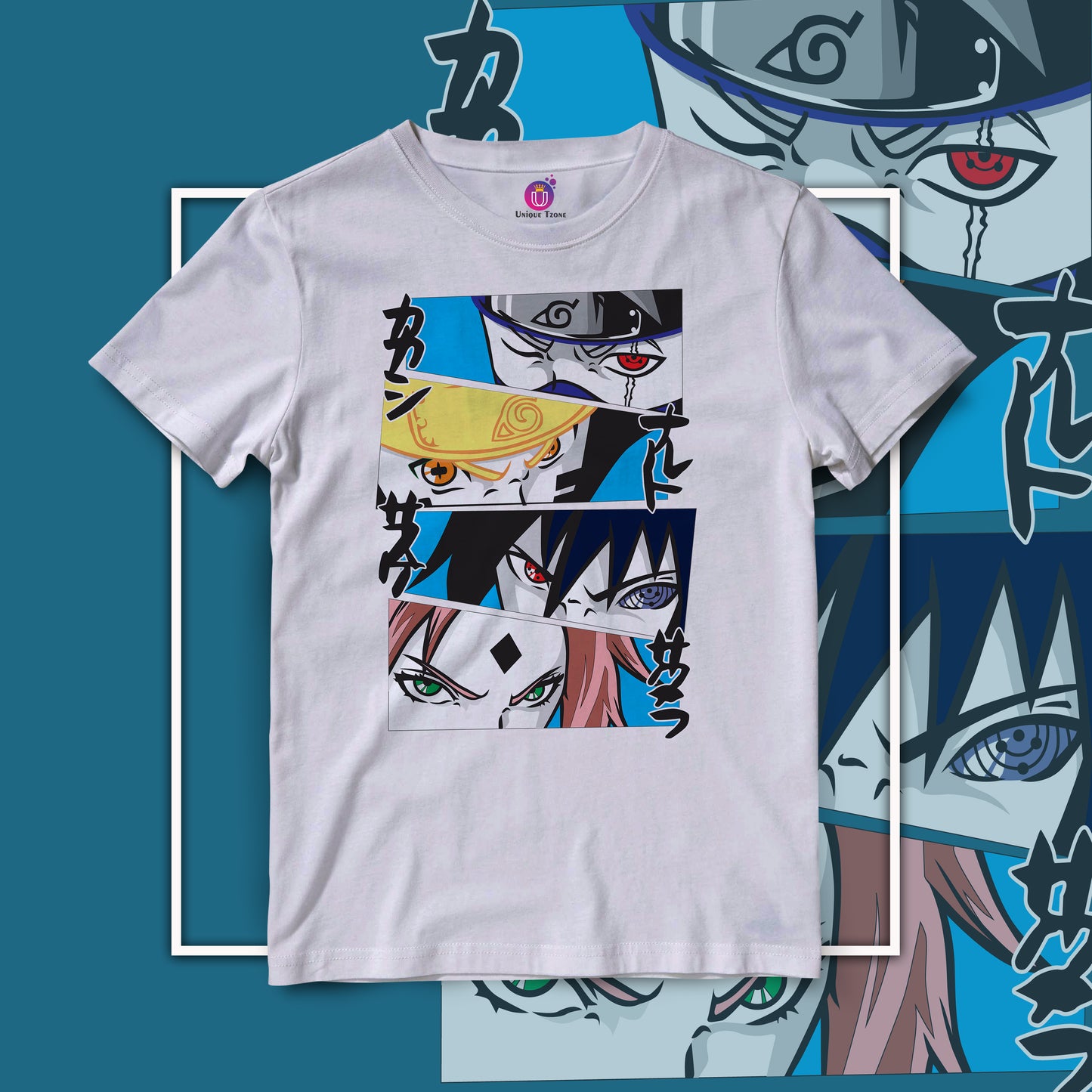 Anime Naruto Graphics Half Sleeve Unisex Round Neck Cotton Tshirt