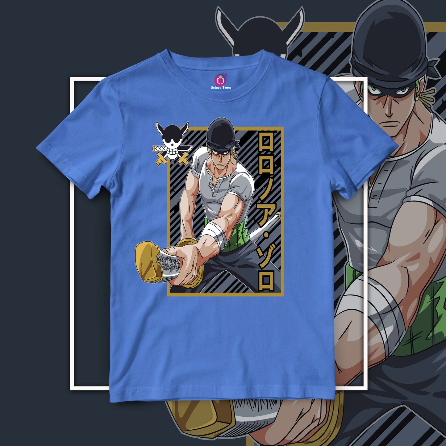 Roronoa Zoro Pirate Hunter One Piece Half Sleeve Unisex Anime Tshirt
