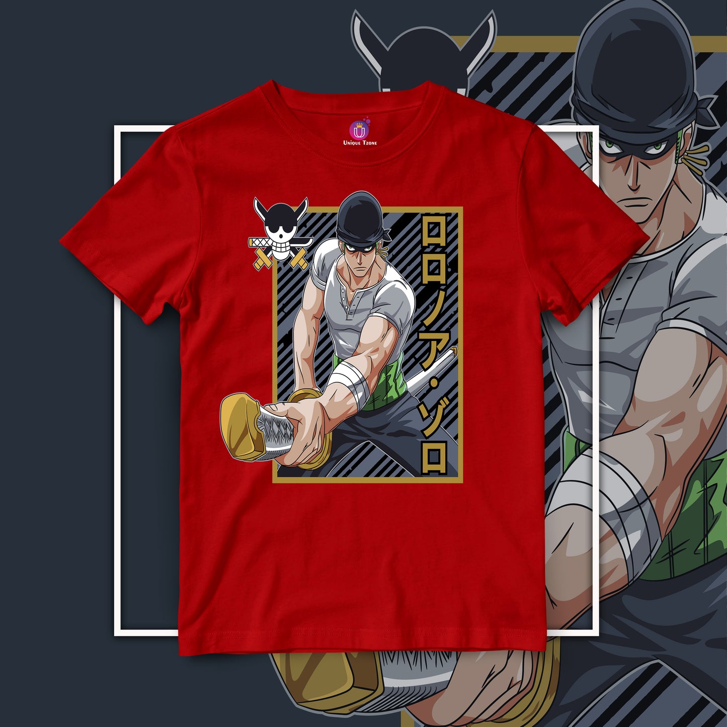 Roronoa Zoro Pirate Hunter One Piece Half Sleeve Unisex Anime Tshirt