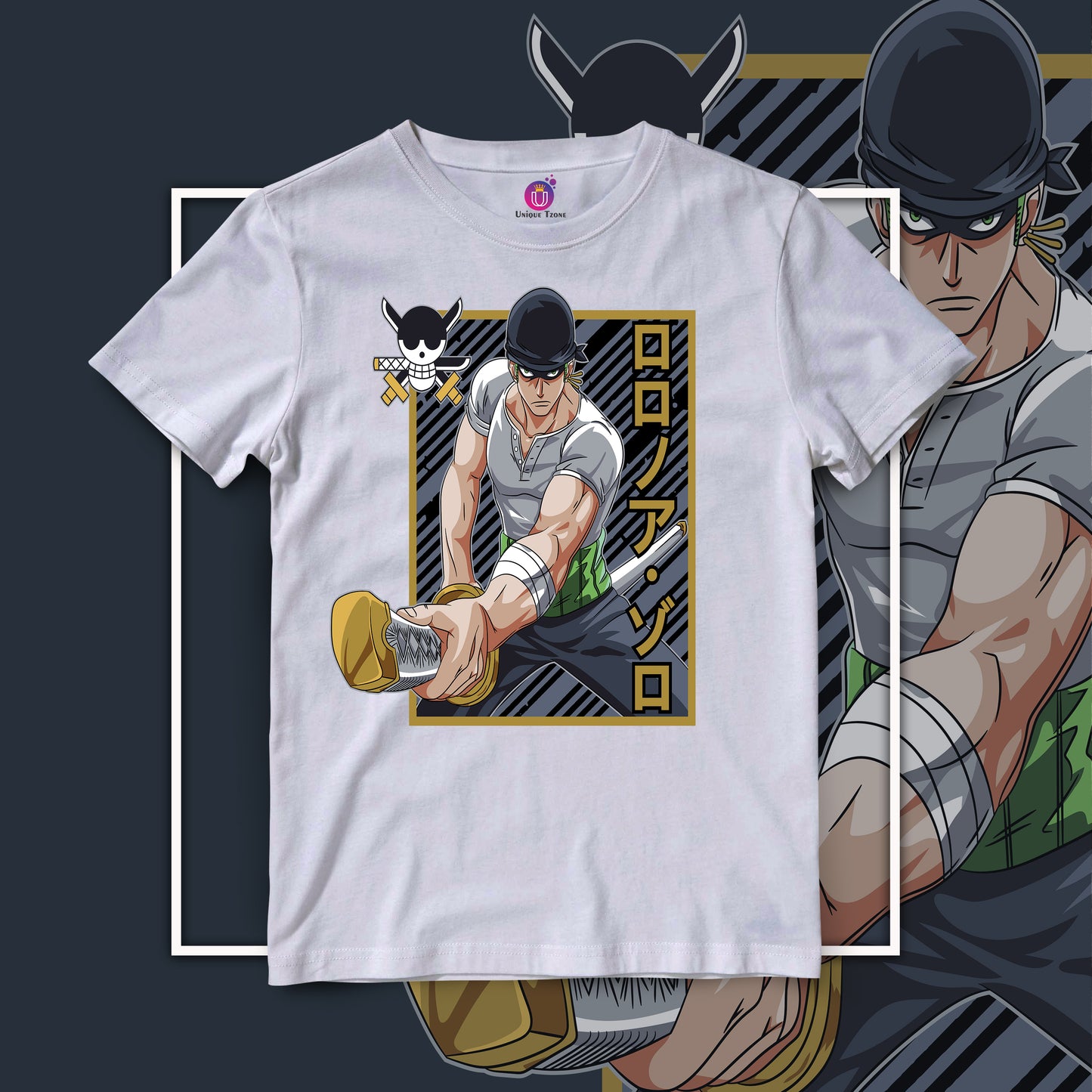 Roronoa Zoro Pirate Hunter One Piece Half Sleeve Unisex Anime Tshirt