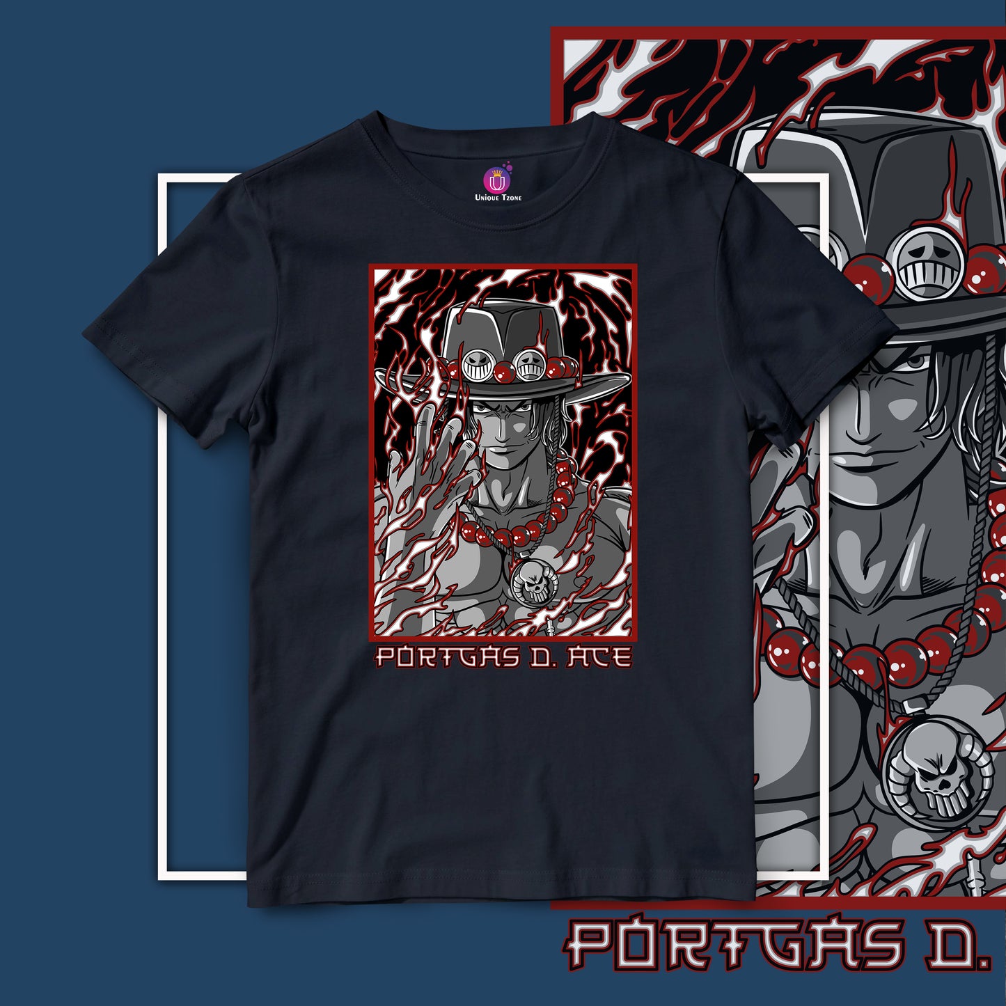 Portgas D Ace One Piece Half Sleeve Unisex Anime Tshirt