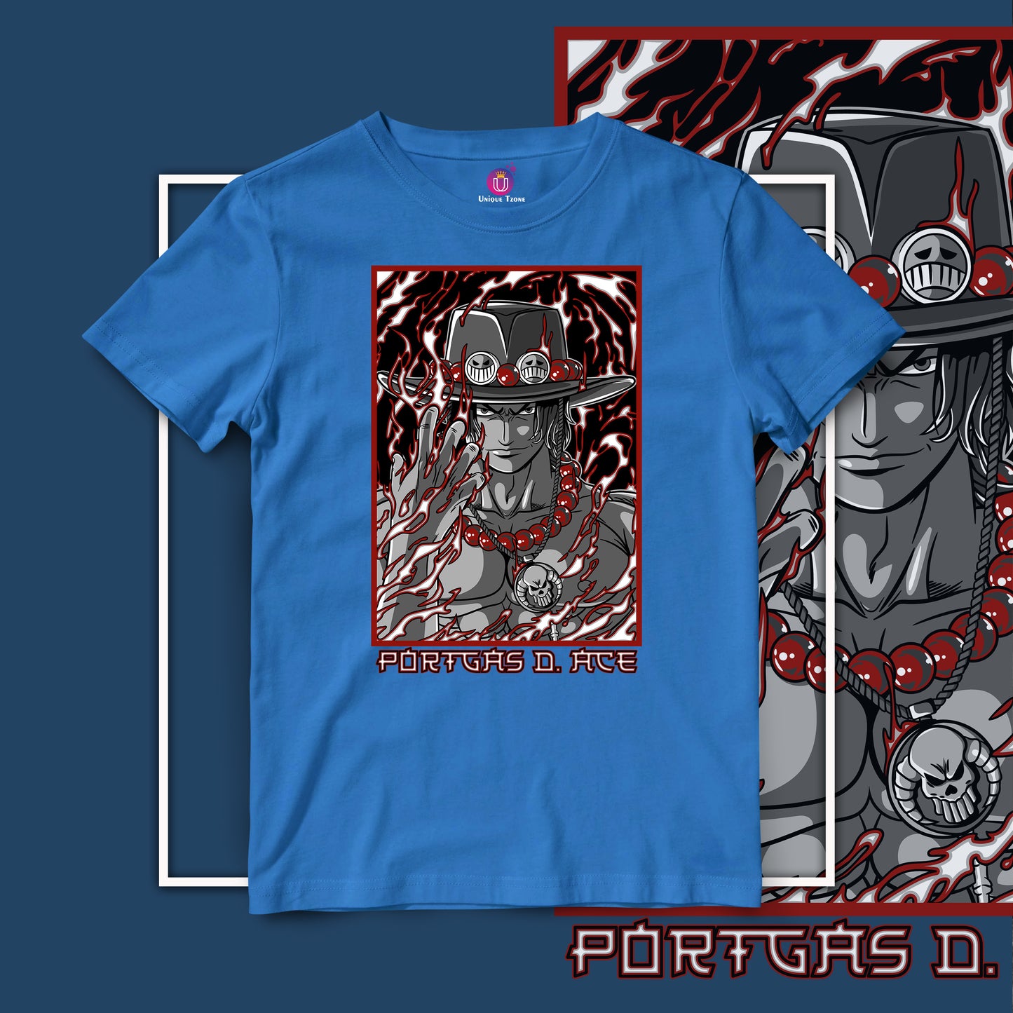 Portgas D Ace One Piece Half Sleeve Unisex Anime Tshirt