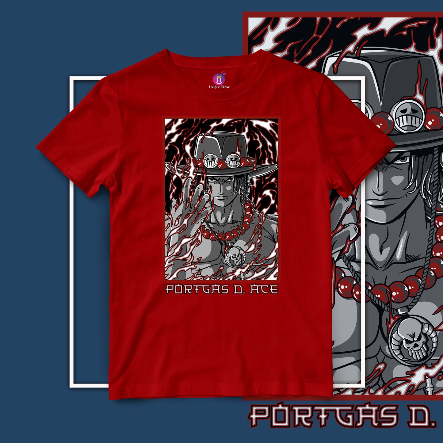Portgas D Ace One Piece Half Sleeve Unisex Anime Tshirt