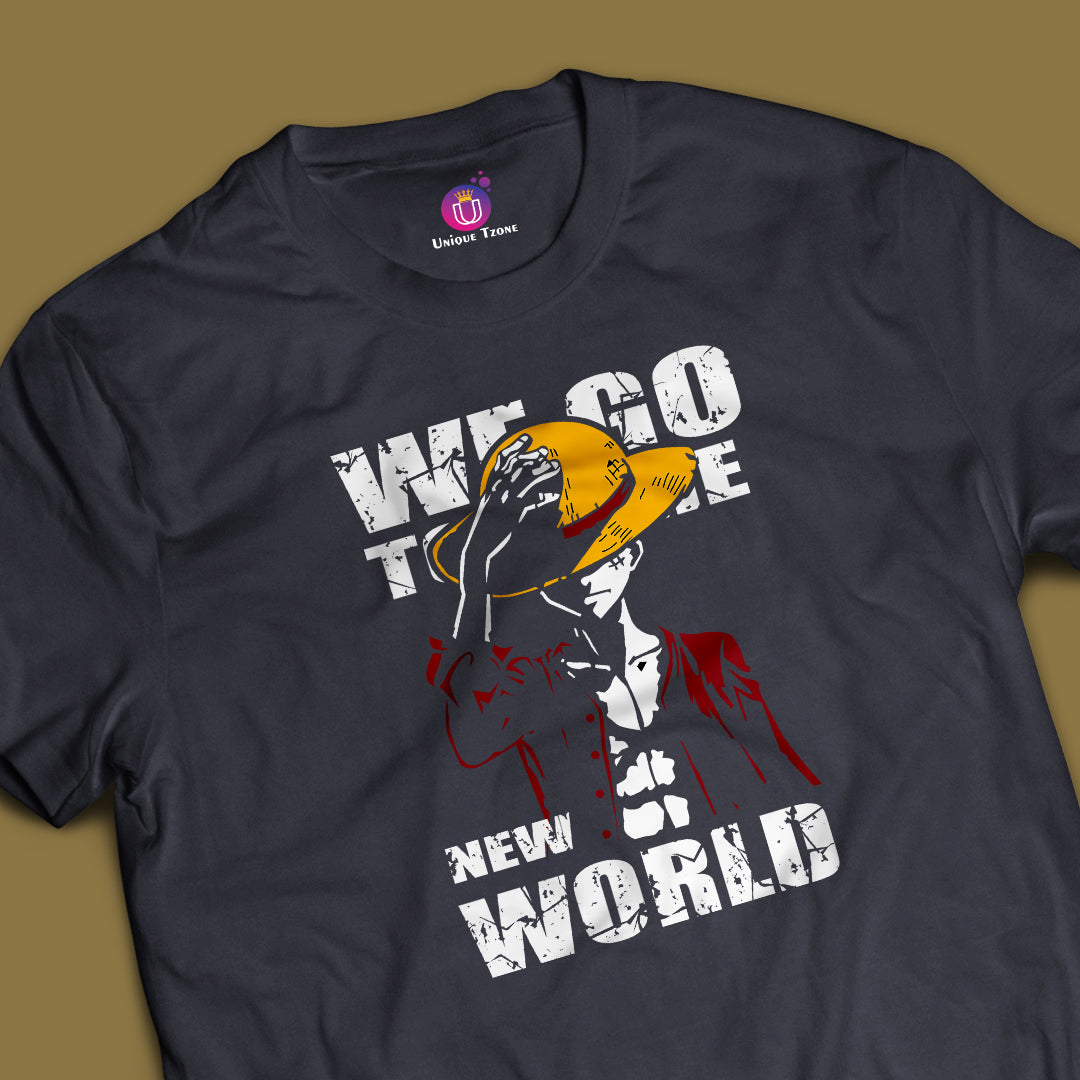 We Go To The New World One Piece Anime Graphics Half Sleeve Unisex Cotton Tshirt