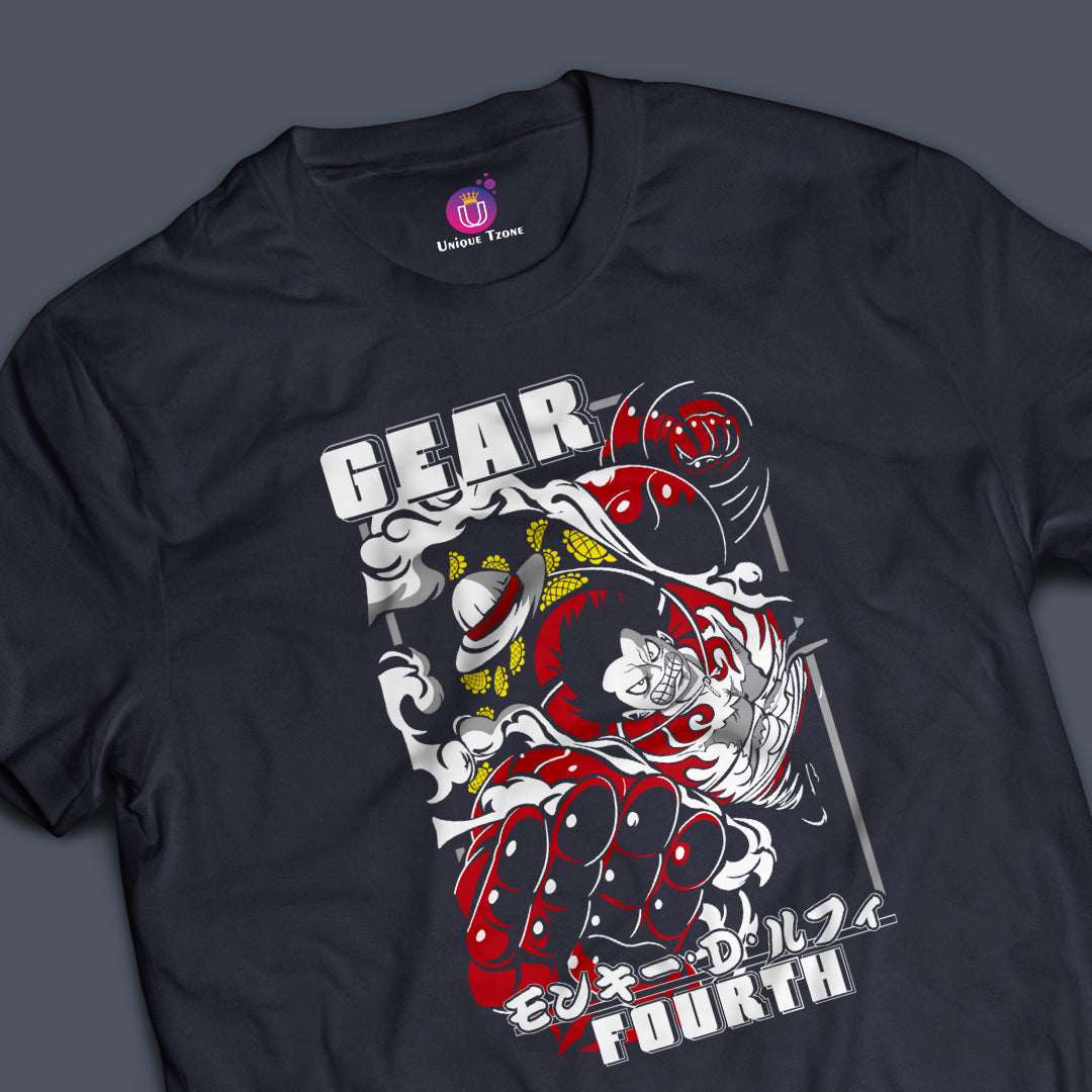 Fourth Gear One Piece Anime Graphics Half Sleeve Round Neck Unisex Cotton Tshirt