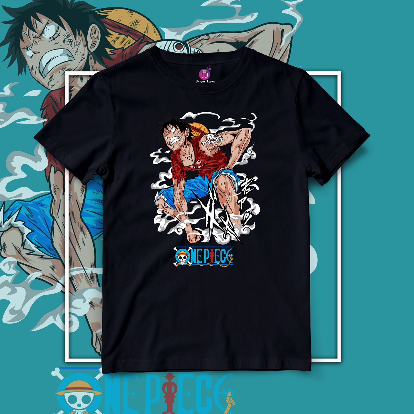 Monkey D Luffy In Action One Piece Half Sleeve Unisex Anime Tshirt