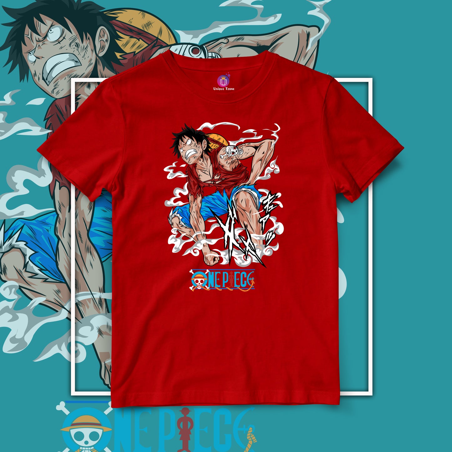 Monkey D Luffy In Action One Piece Half Sleeve Unisex Anime Tshirt
