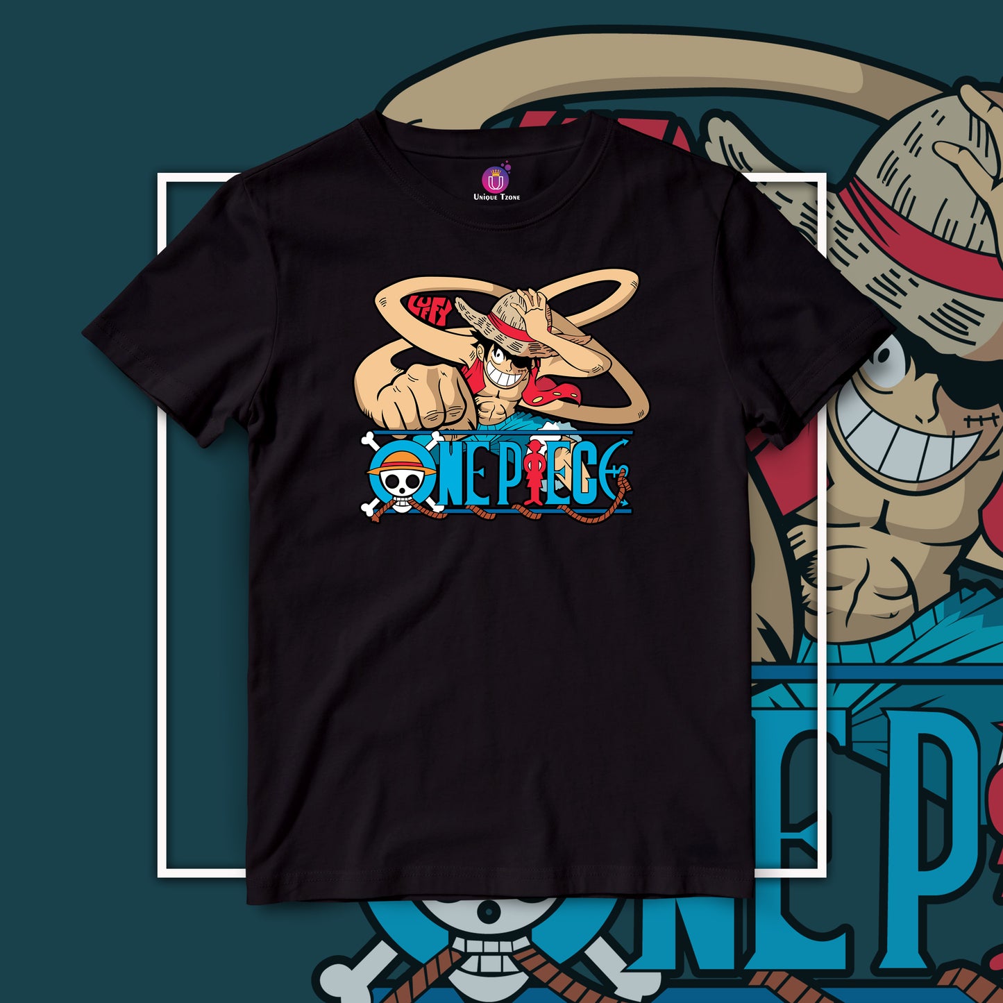 Gum Gum Punch One Piece Half Sleeve Round Neck Unisex Anime Tshirt