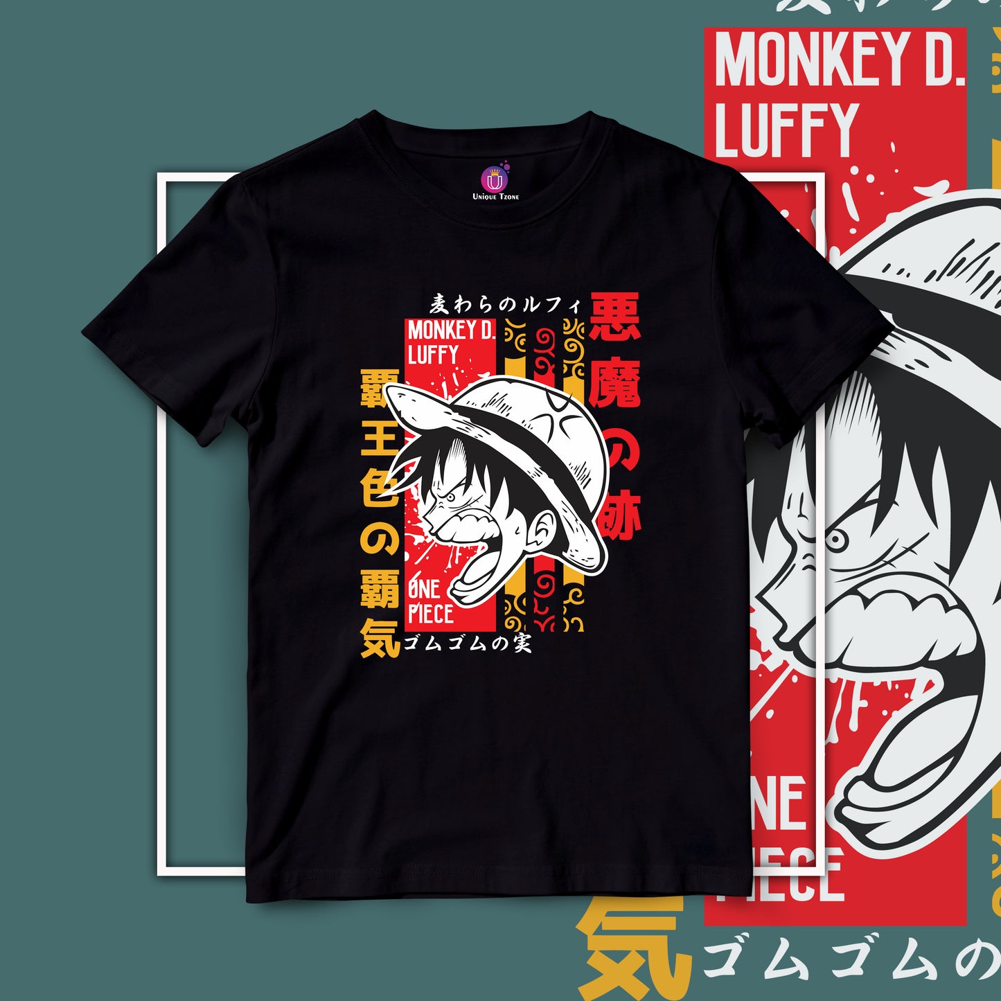 Funny Monkey D Luffy One Piece Anime Graphics Half Sleeve Unisex Round Neck Cotton Tshirt