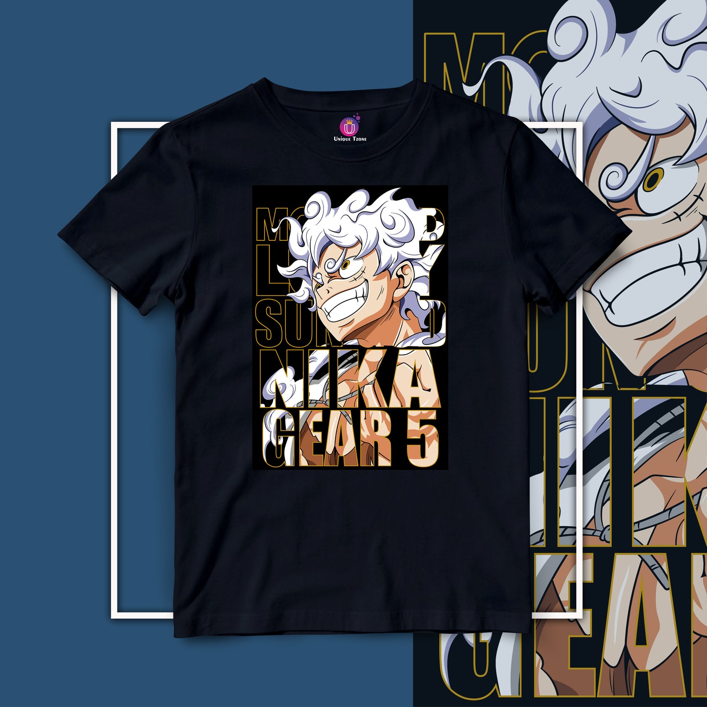 Luffy Gear 5 Anime Graphics Half Sleeve Unisex Cotton Tshirt