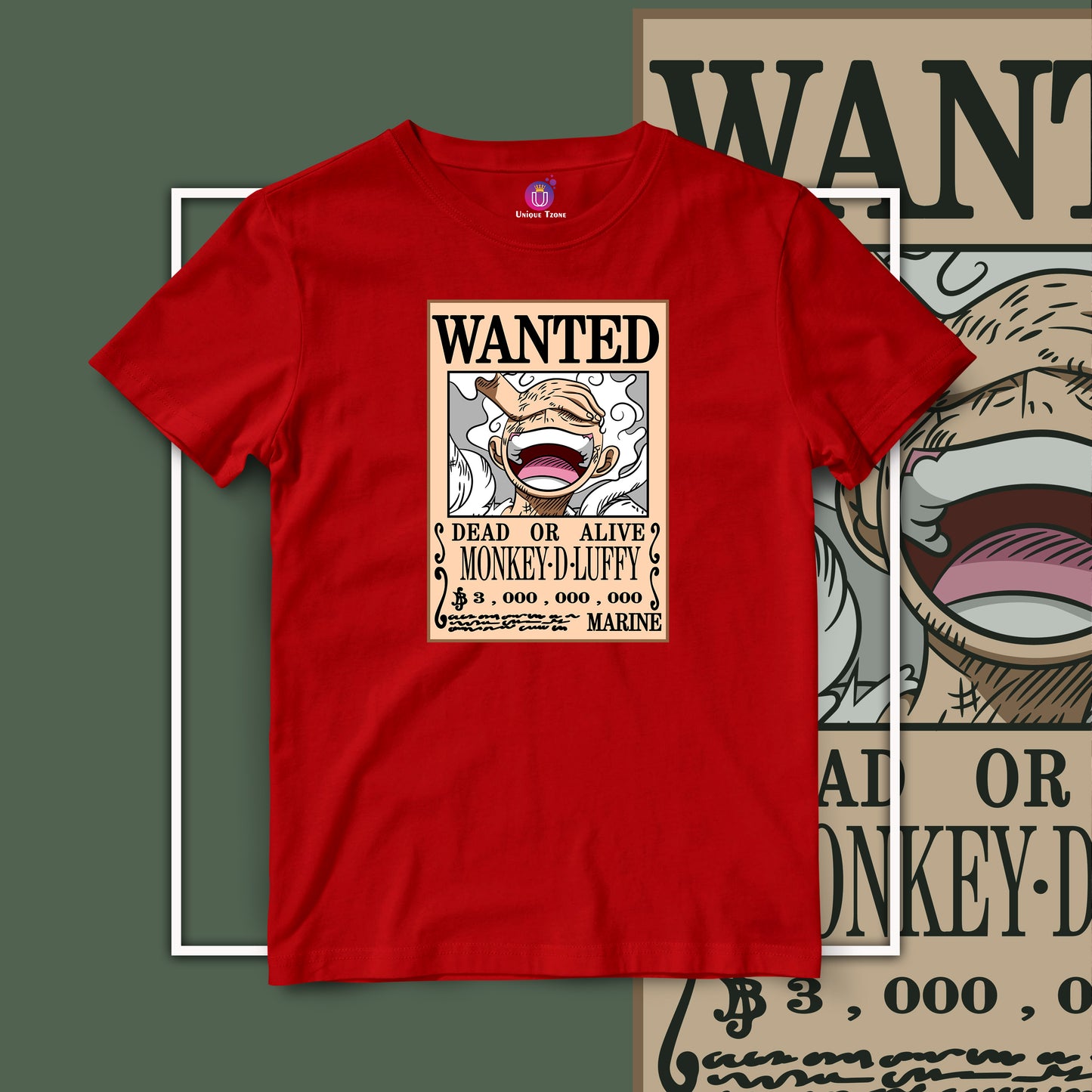 Wanted Luffy One Piece Half Sleeve Unisex Anime Tshirt