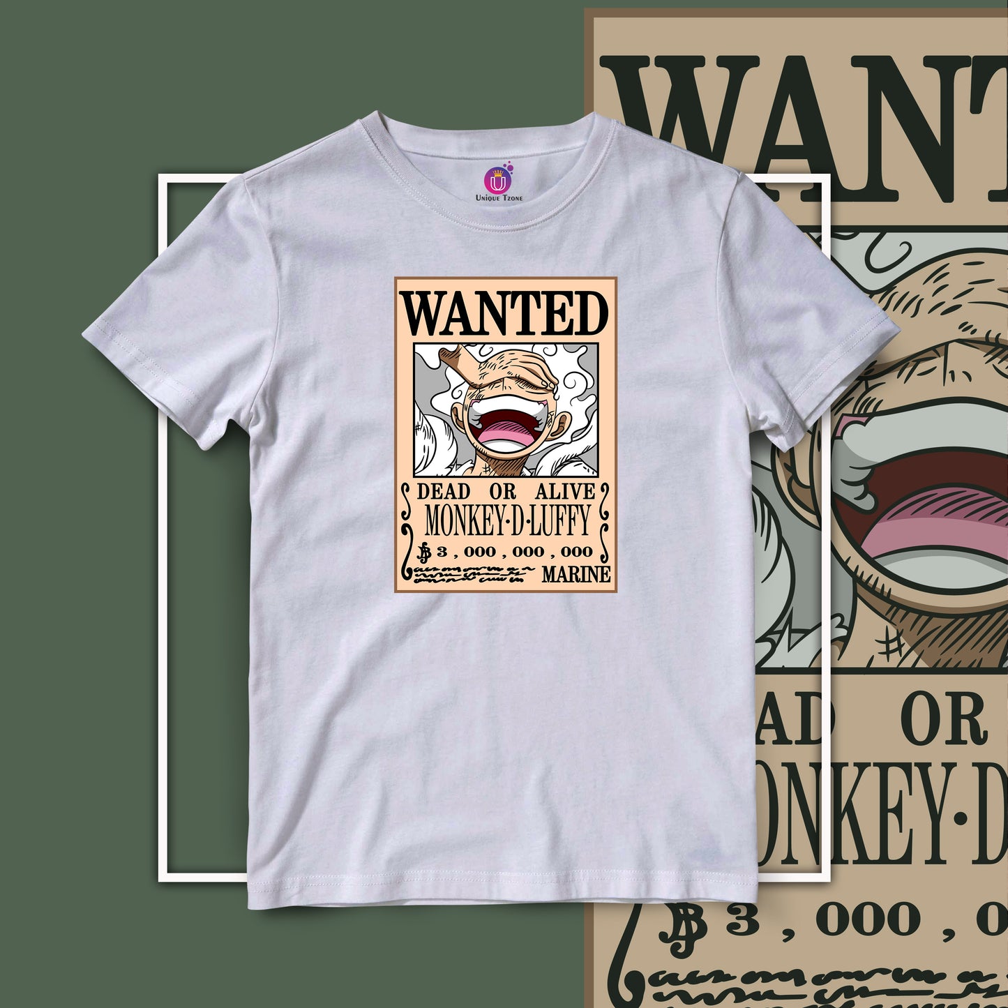 Wanted Luffy One Piece Half Sleeve Unisex Anime Tshirt