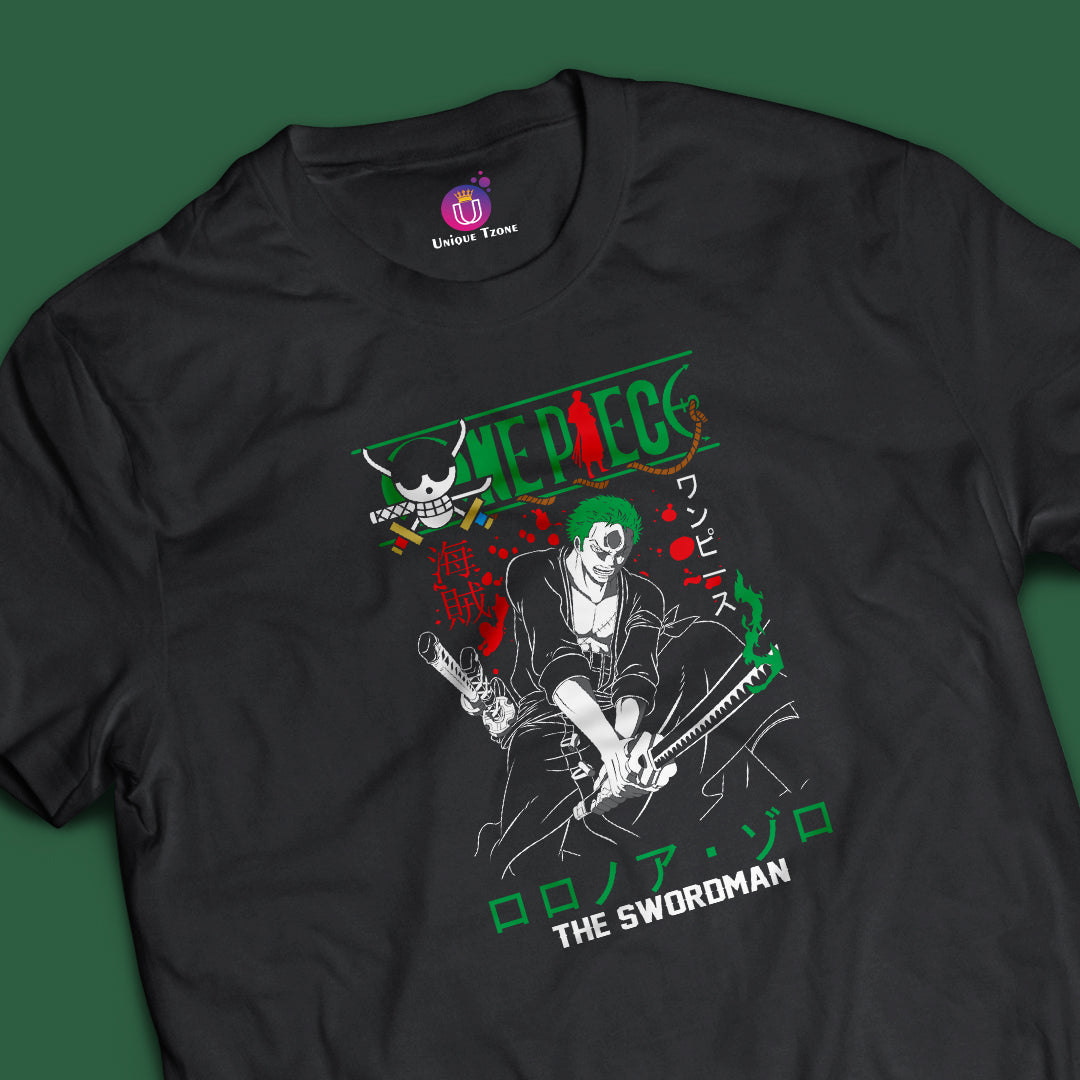 The Swordman Zoro Half Sleeve Round Neck Unisex Anime Tshirt
