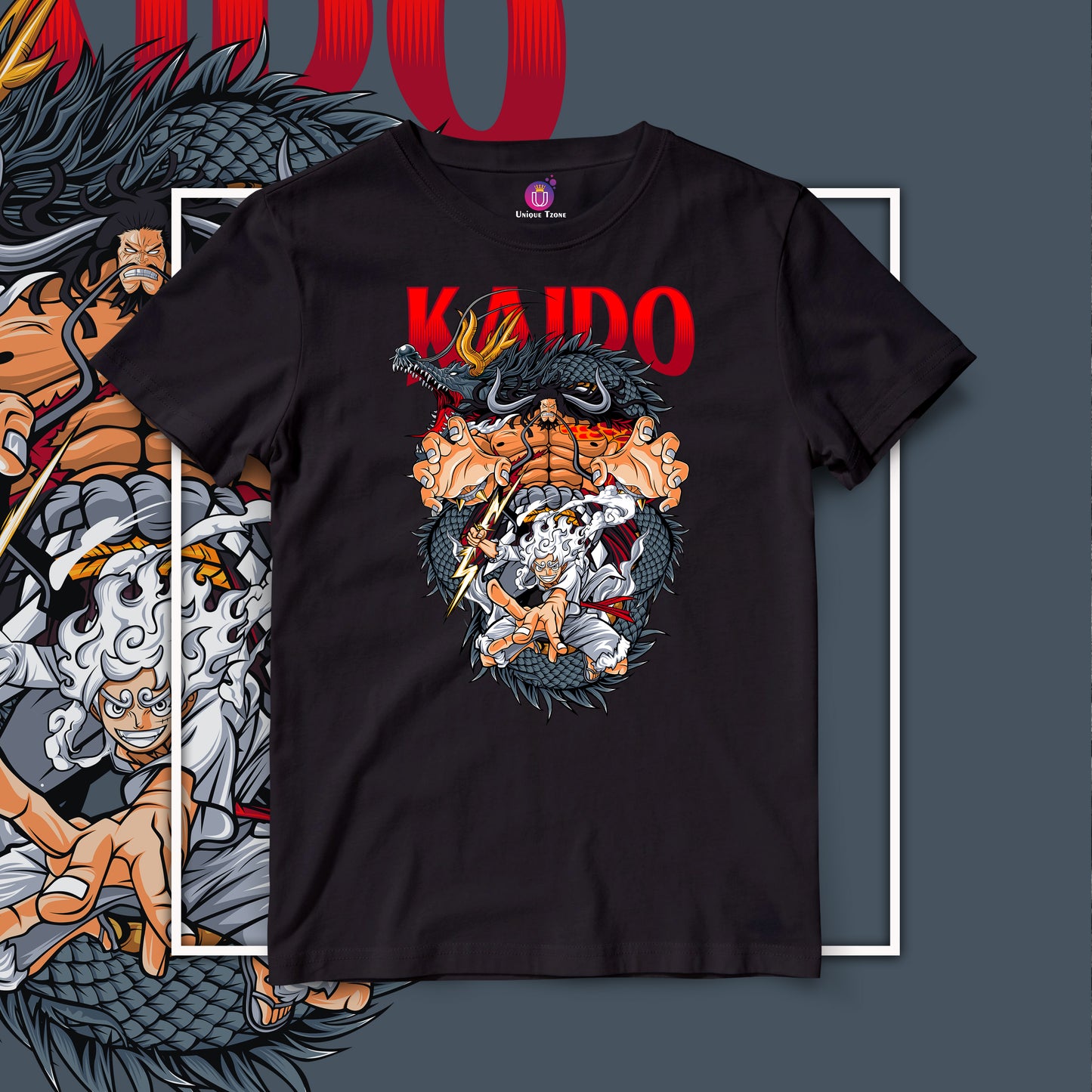 Kaido Vs Luffy One Piece Anime Graphics Half Sleeve Unisex Round Neck Anime Tshirt