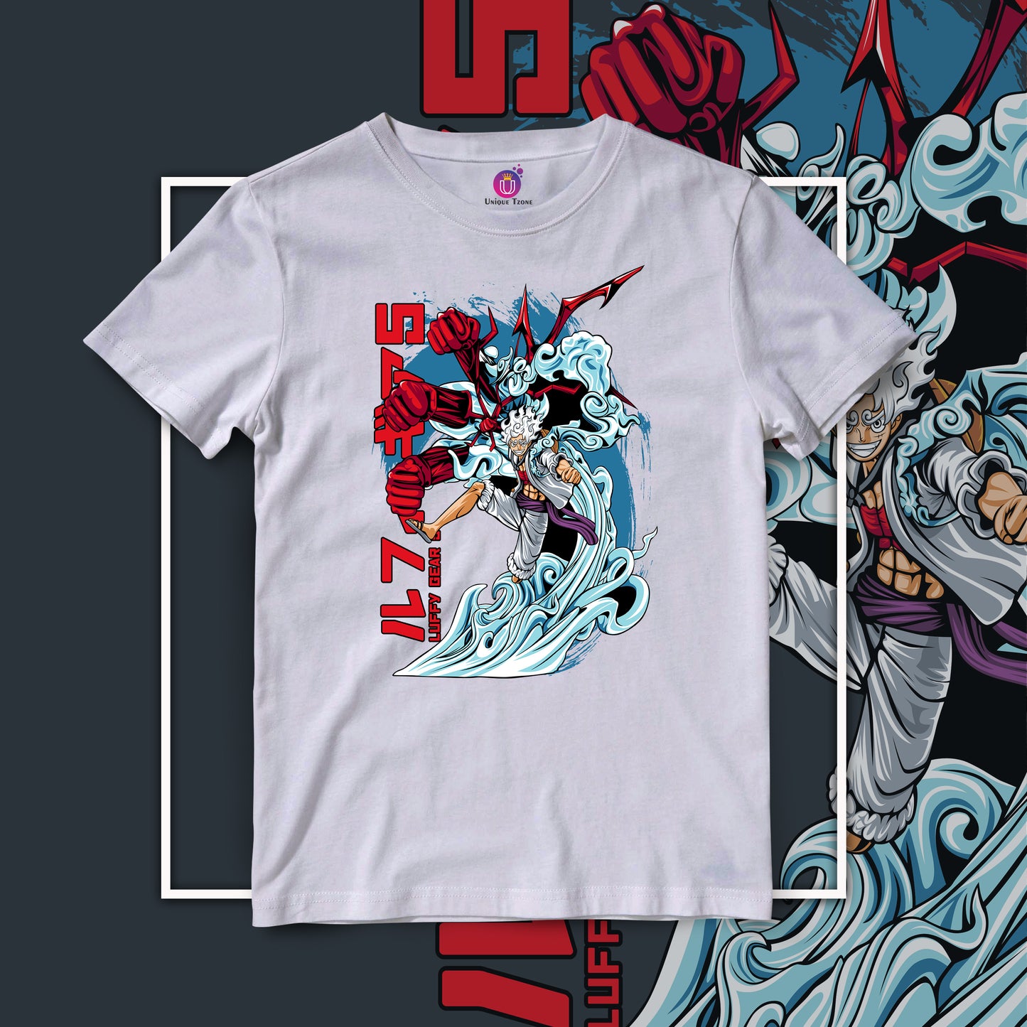 Luffy With Gum Gum Style One Piece Half Sleeve Round Neck Unisex Anime Tshirt