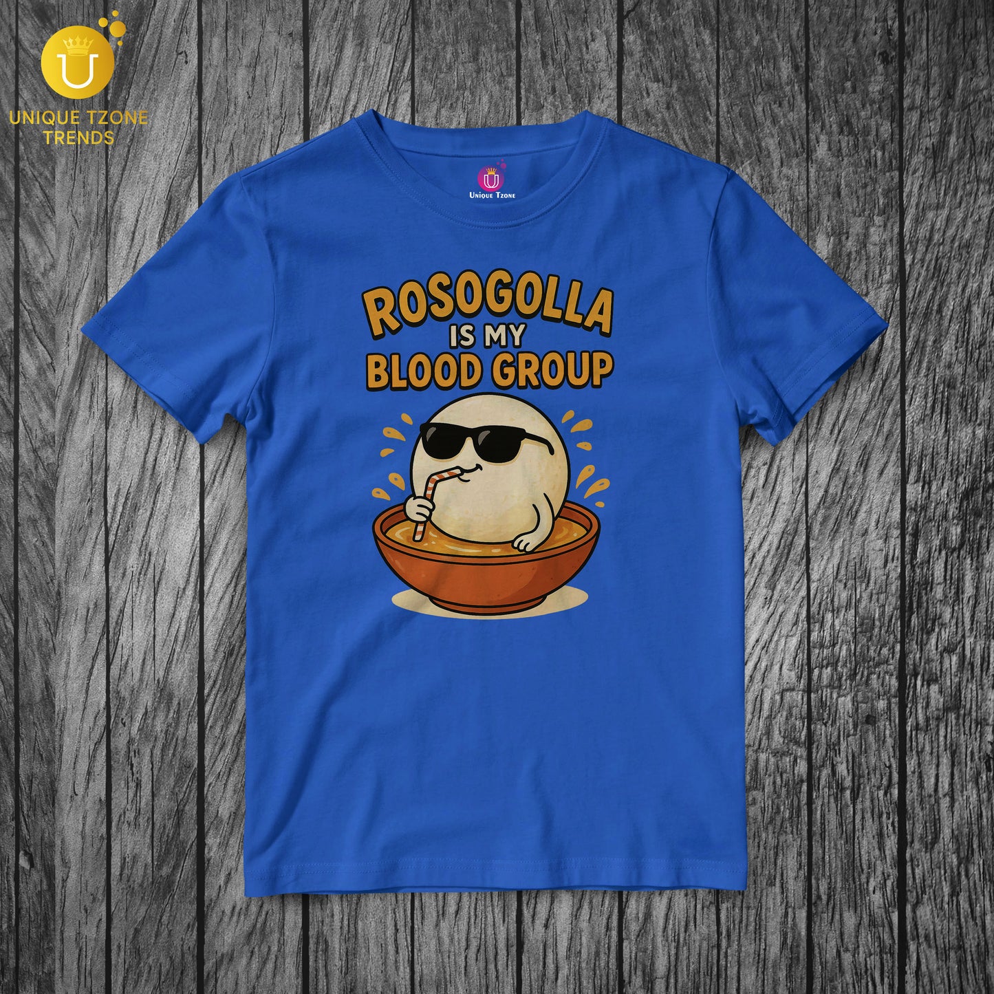 Rosogolla Is My Blood Group Bengali Graphics Half Sleeve Round Neck Unisex Cotton Tshirt