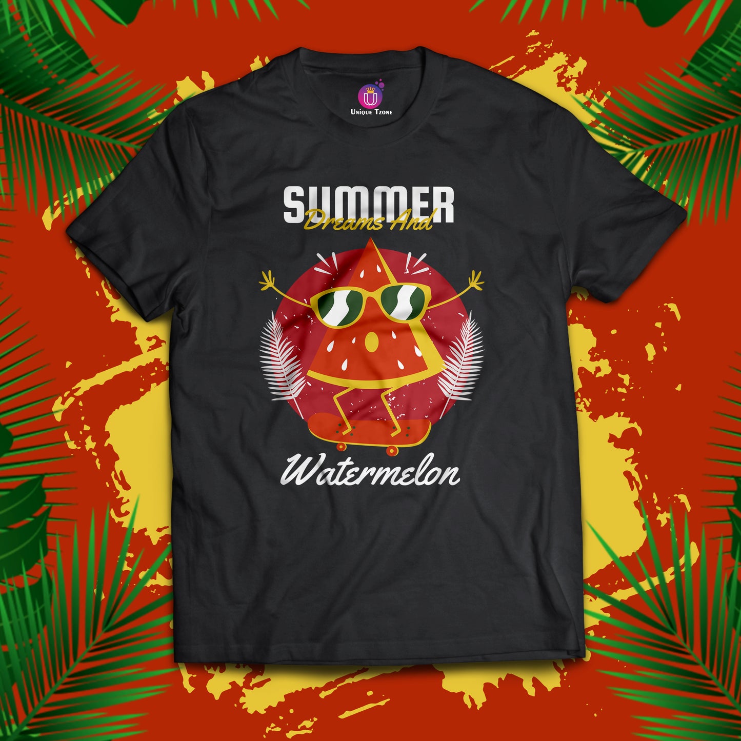 Summer Dream & Watermelon Women Round Nek Half Sleeve Cotton Tshirt