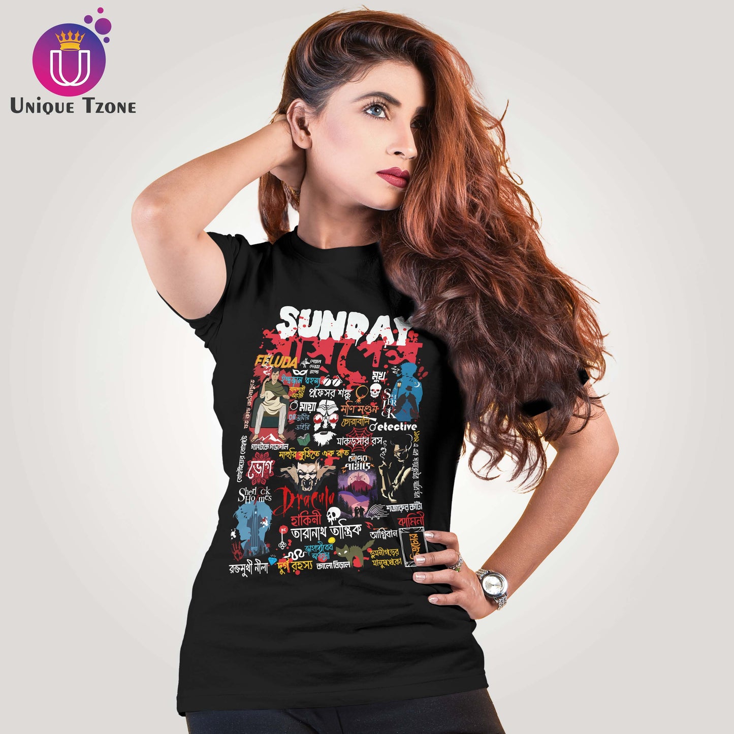 Sunday Suspense Bengali Graphics Unisex Half Sleeve Round Neck Cotton Tshirt