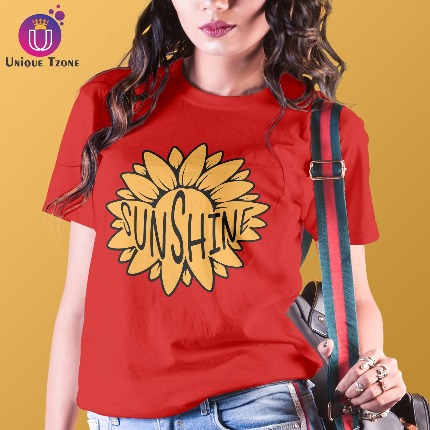 Sunshine Women Round Neck Half Sleeve Pure Cotton Tshirt