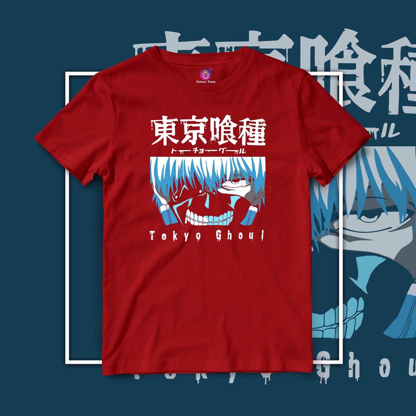 Tokyo Ghoul Anime Graphics Half Sleeve Round Neck Pure Cotton Unisex Tshirt