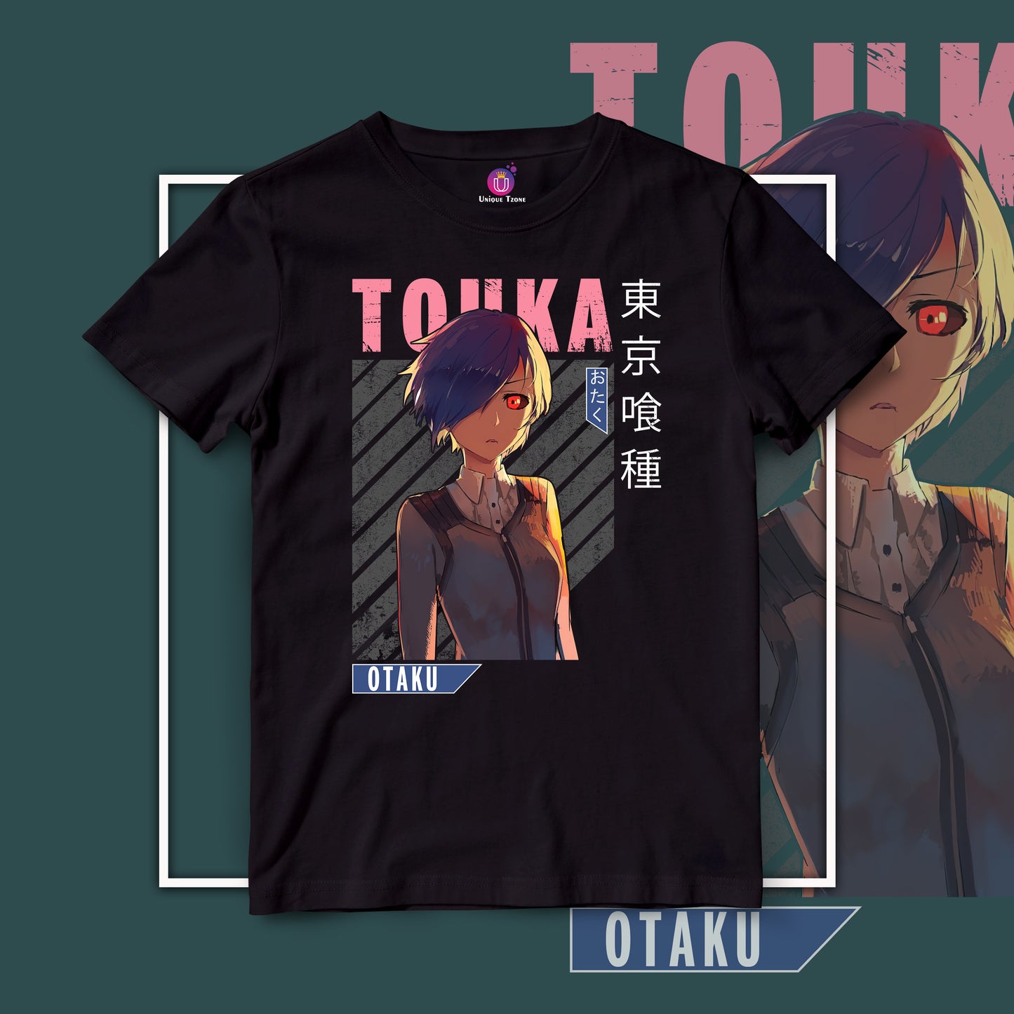 Touka Otaku Tokyo Ghoul Anime Graphics Half Sleeve Unisex Round Neck Anime Tshirt