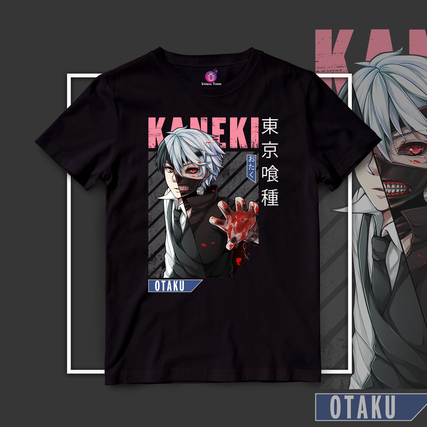 Kaneki Ken Ghoul Half Sleeve Round Neck Unisex Anime Tshirt